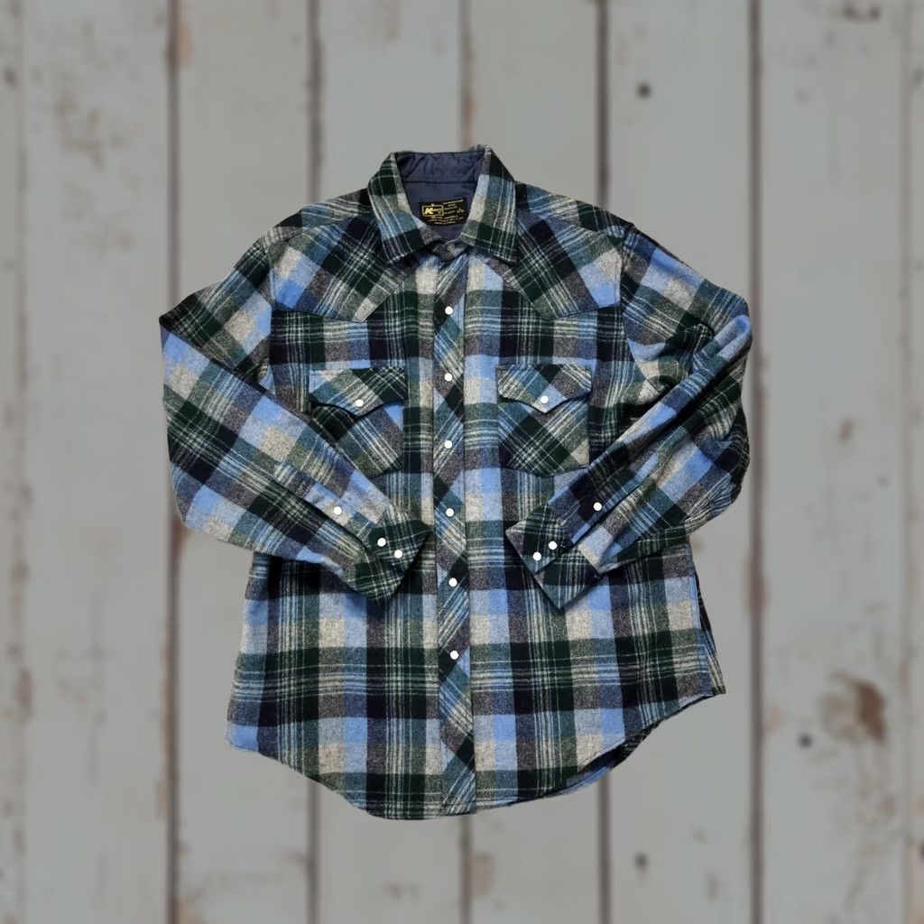 Vintage VINTAGE Kmart Shirt Mens Large Green Plaid Flannel Pearl Snap Long Sleeve Size US L / EU 52-54 / 3 - 1 Thumbnail