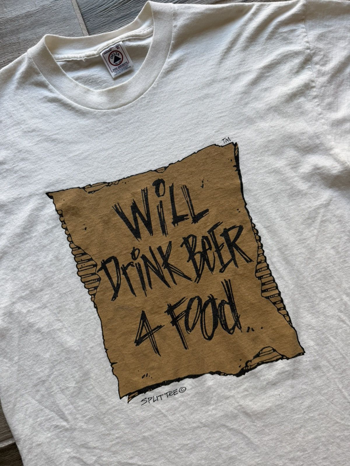 Other Vintage 90s “Will Drink Beer 4 Food” T-Shirt XL Gently Used Size US XL / EU 56 / 4 - 2 Thumbnail