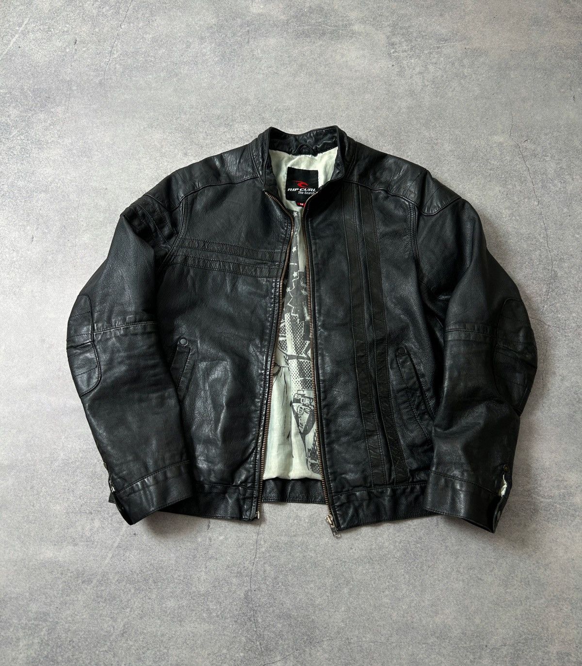 Vintage Rip Curl Biker leather jacket 00s mens