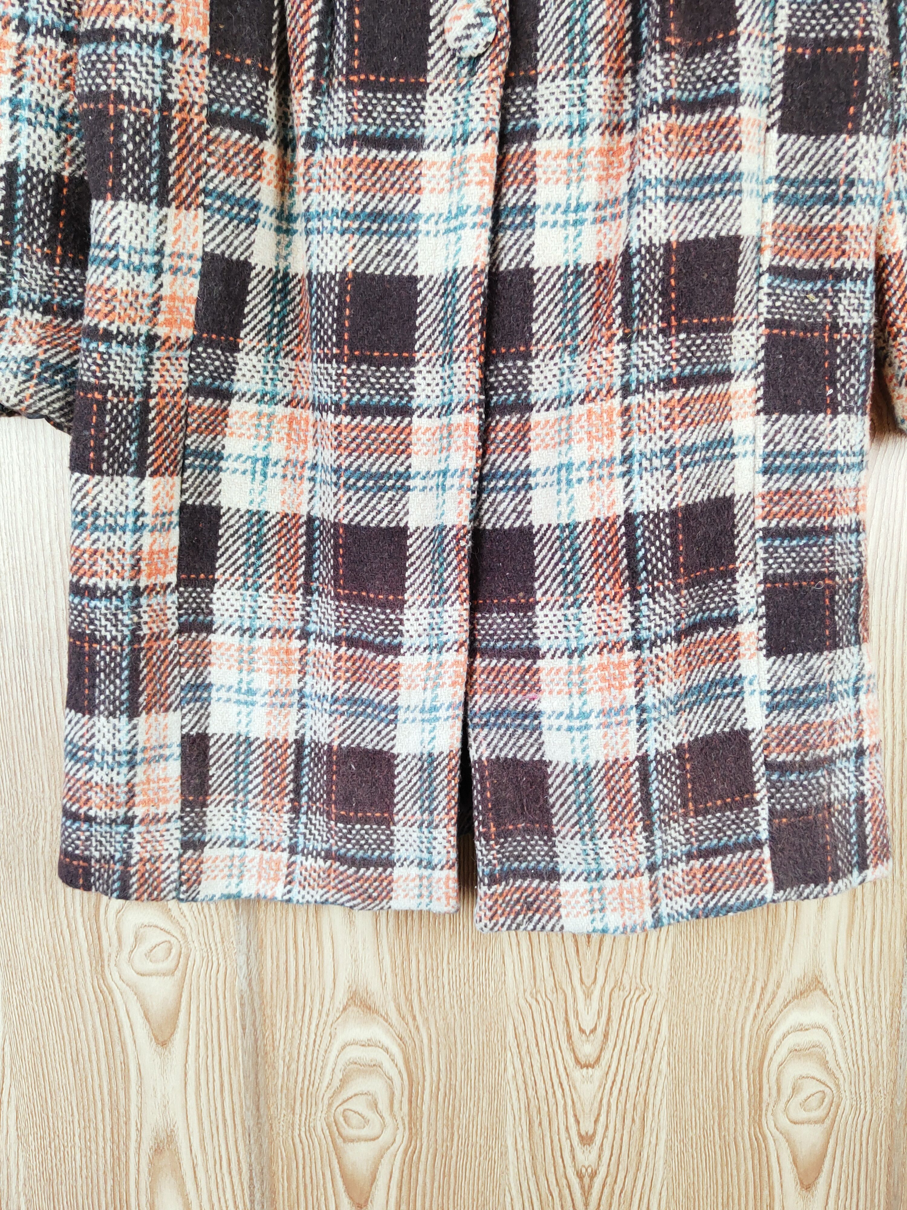 Homespun Knitwear × Japanese Brand × Vintage Japan checkered parkas Brown Knitwear Long Jackets #W584 Size S / US 4 / IT 40 - 5 Thumbnail