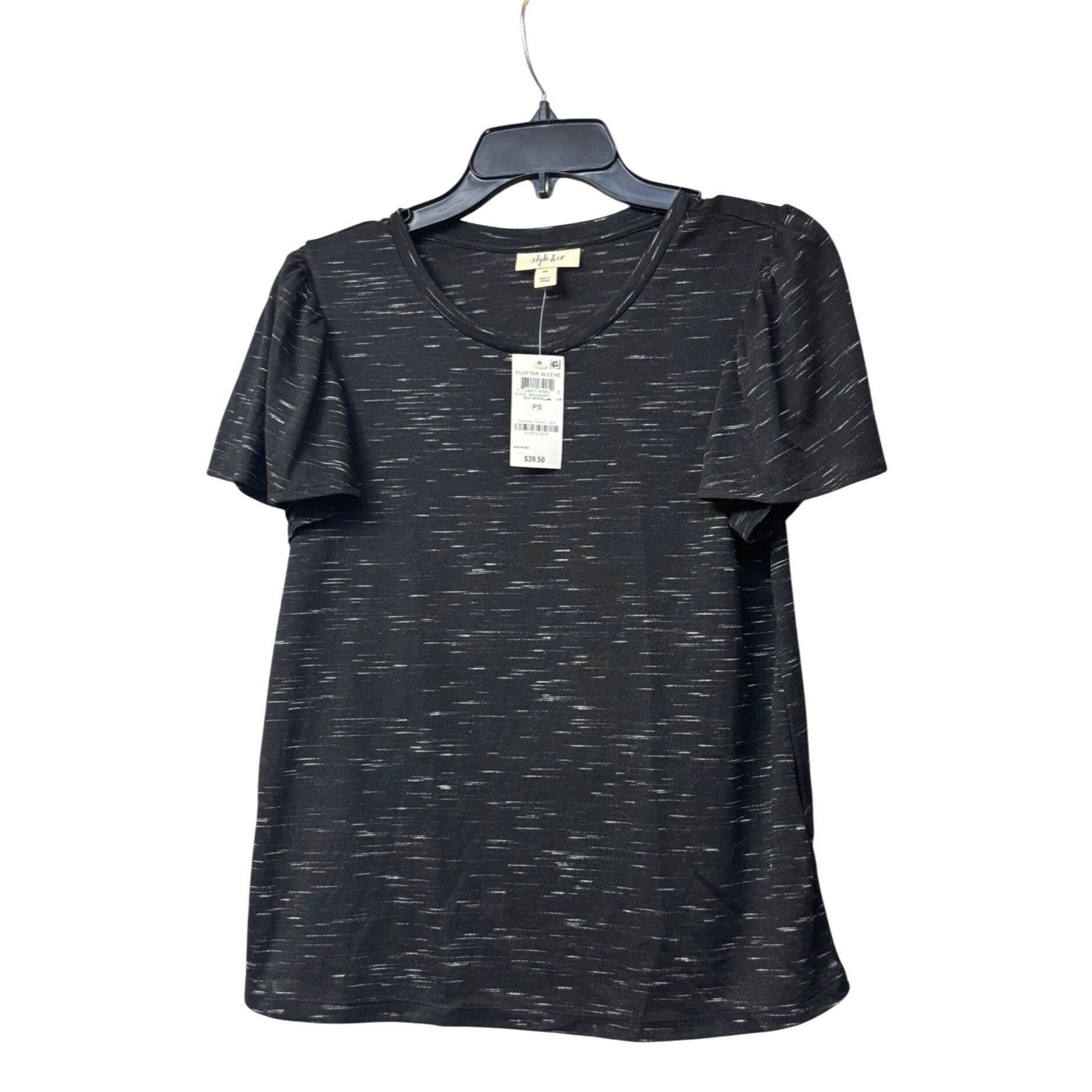 Style & Co Style & Co Petite Angelina Flutter-Sleeve Top, Black spacedy Size ONE SIZE - 4 Thumbnail