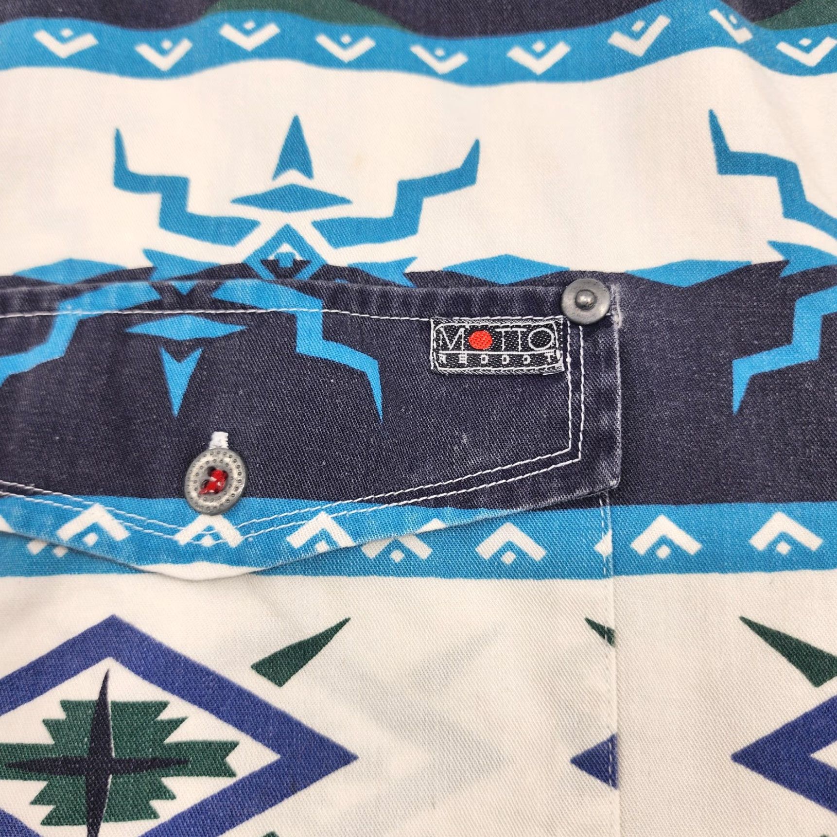 Vintage Motto Reddot Shirt Mens Large Blue Aztec Southwestern Button Up Western Shirt Size US XL / EU 56 / 4 - 7 Thumbnail