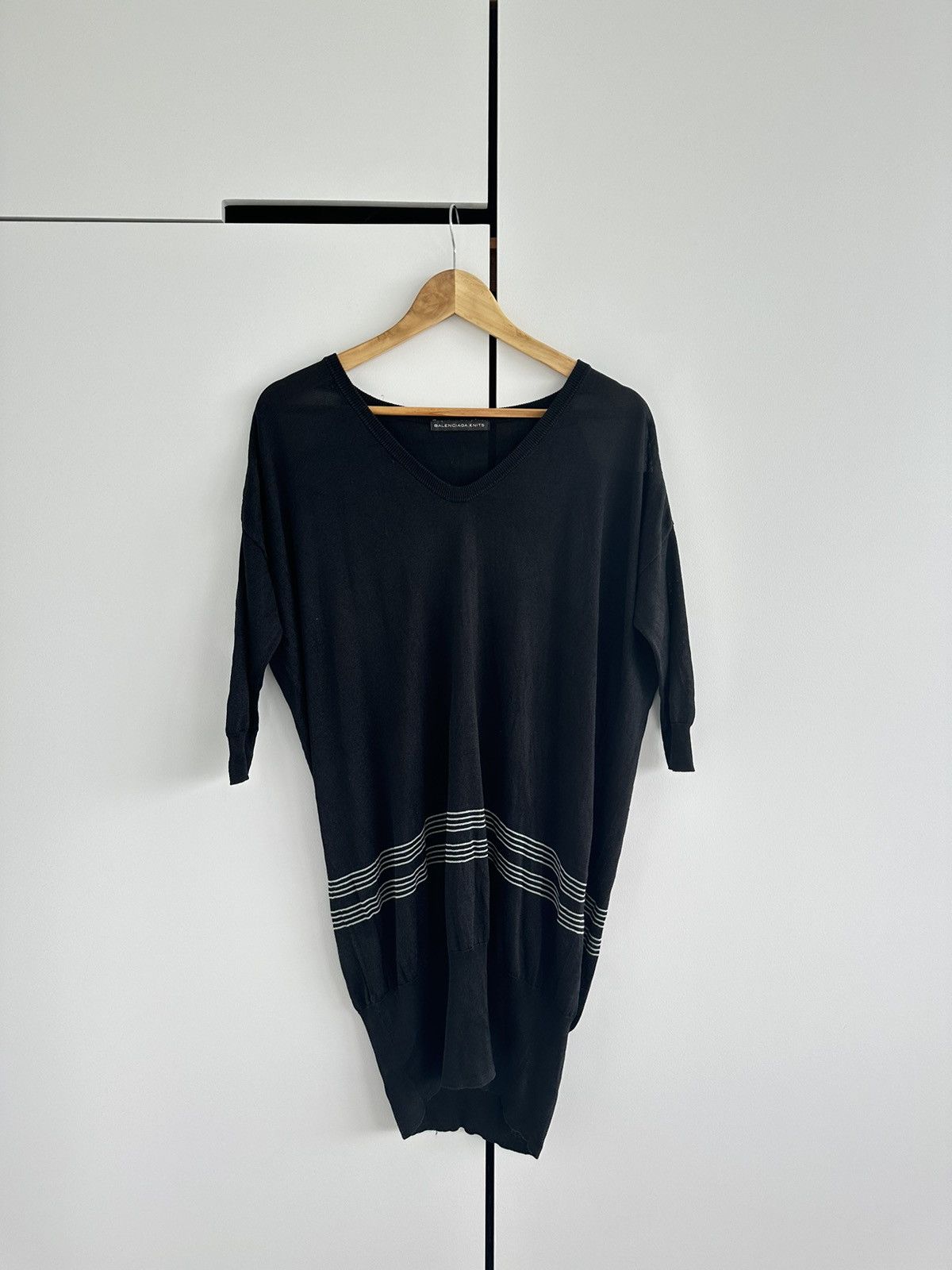 image of Balenciaga Knits Shoulder Cut Out Sweater Oversized in Black, Women's (Size XS)