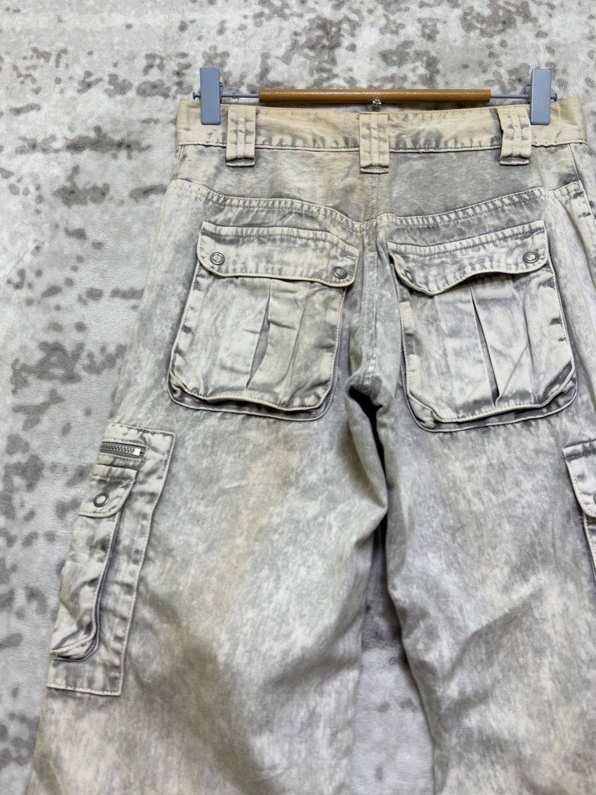 Morgan Homme Y2k Morgan Homme Grey Acid Wash Cargo Sun Faded Denim Size US 28 / EU 44 - 11 Thumbnail