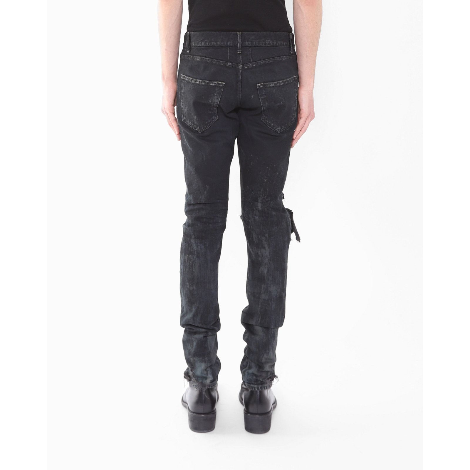 Saint Laurent Paris FW14 Crash Jeans in Black Oil Spill Denim Size US 29 - 7 Thumbnail