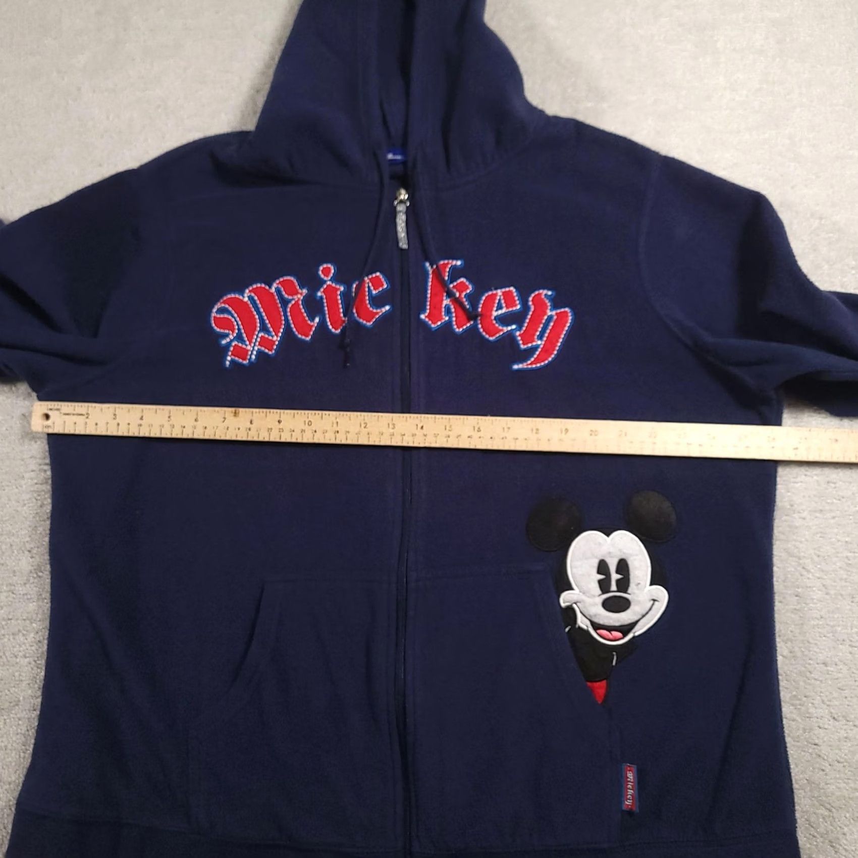 Disney VINTAGE Disney Mickey Mouse Hoodie Womens 2X Navy Full Zip Embroidered Graphic Fleece Pocket Hoodie Mens Womens Size XXL / US 16-18 / IT 52-54 - 3 Thumbnail