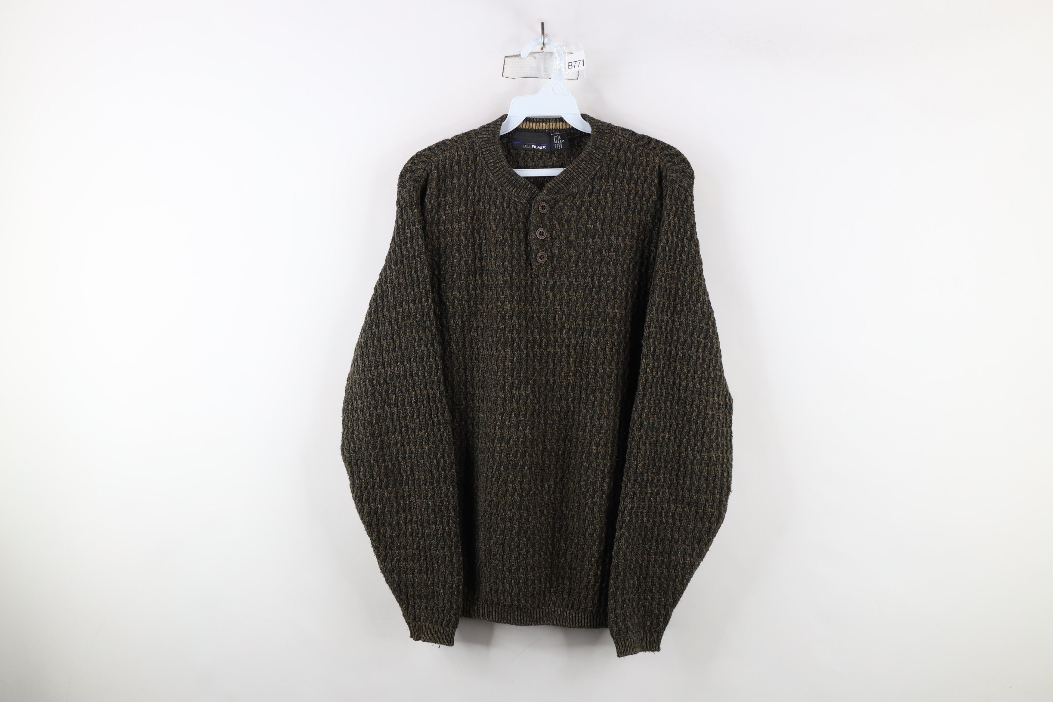 Vintage Vintage 90s Streetwear Texture Knit Henley Sweater USA Size US S / EU 44-46 / 1 - 1 Thumbnail