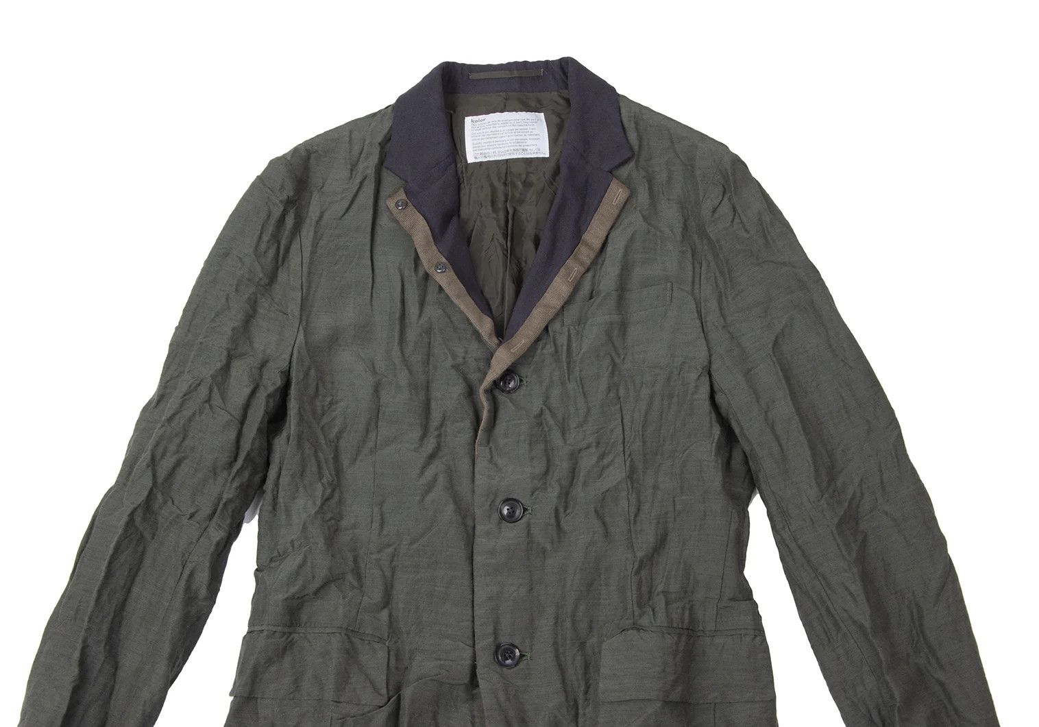 Kolor Layered Knit Jacket in Khaki with Wrinkle Finish Size US M / EU 48-50 / 2 - 2 Thumbnail