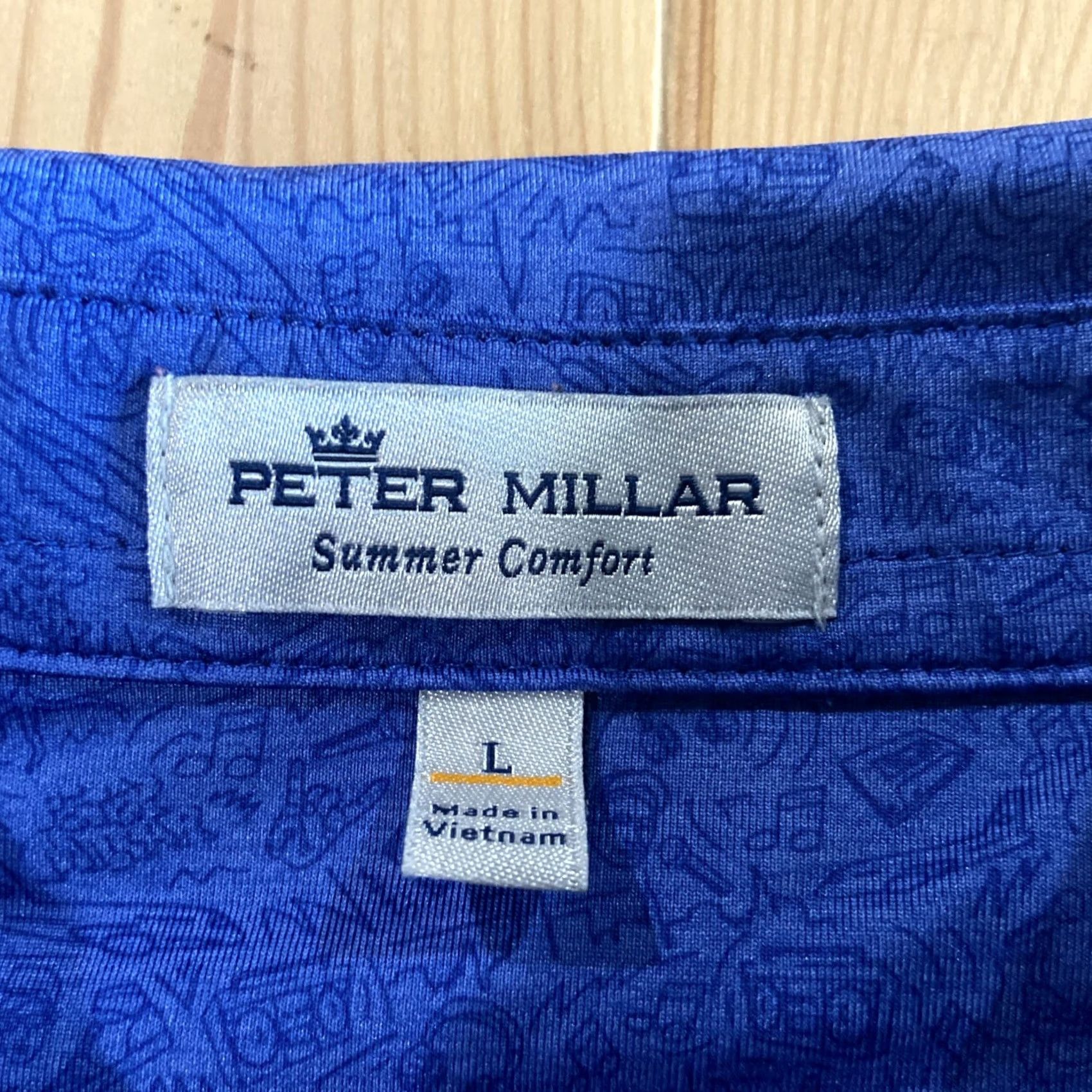 Peter Millar Peter Millar Crown Sport Polo Shirt Men L Blue Short Sleeve Collared Sports Moisture Wicking Lightweight Polyester Spandex Graphic Print Size US L / EU 52-54 / 3 - 3 Thumbnail