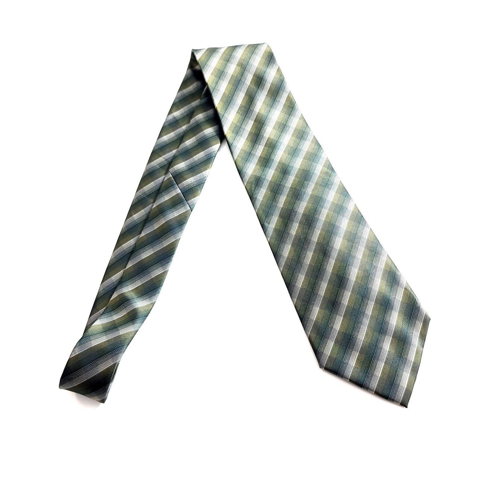 Van Heusen Van Heusen Green Tan Polyester Plaid Tie Size ONE SIZE - 6 Thumbnail