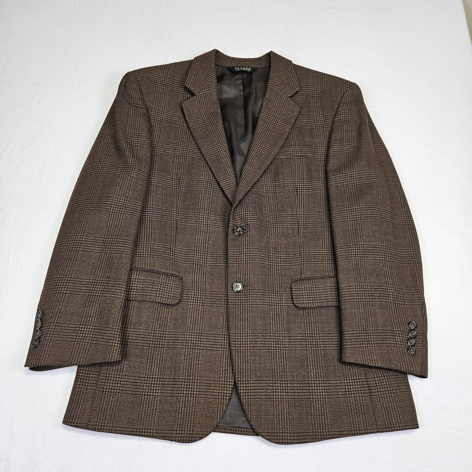 Jos A Bank Blazer Men 40S Windowpane Plaid Jacket