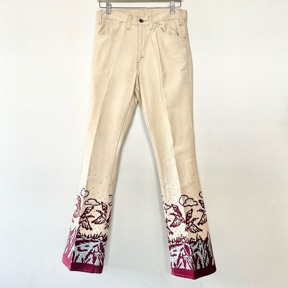 Levi's RARE ARCHIVE 1960s Levi’s White Tab Big E Scenic Bells Print Size 29" - 1 Thumbnail