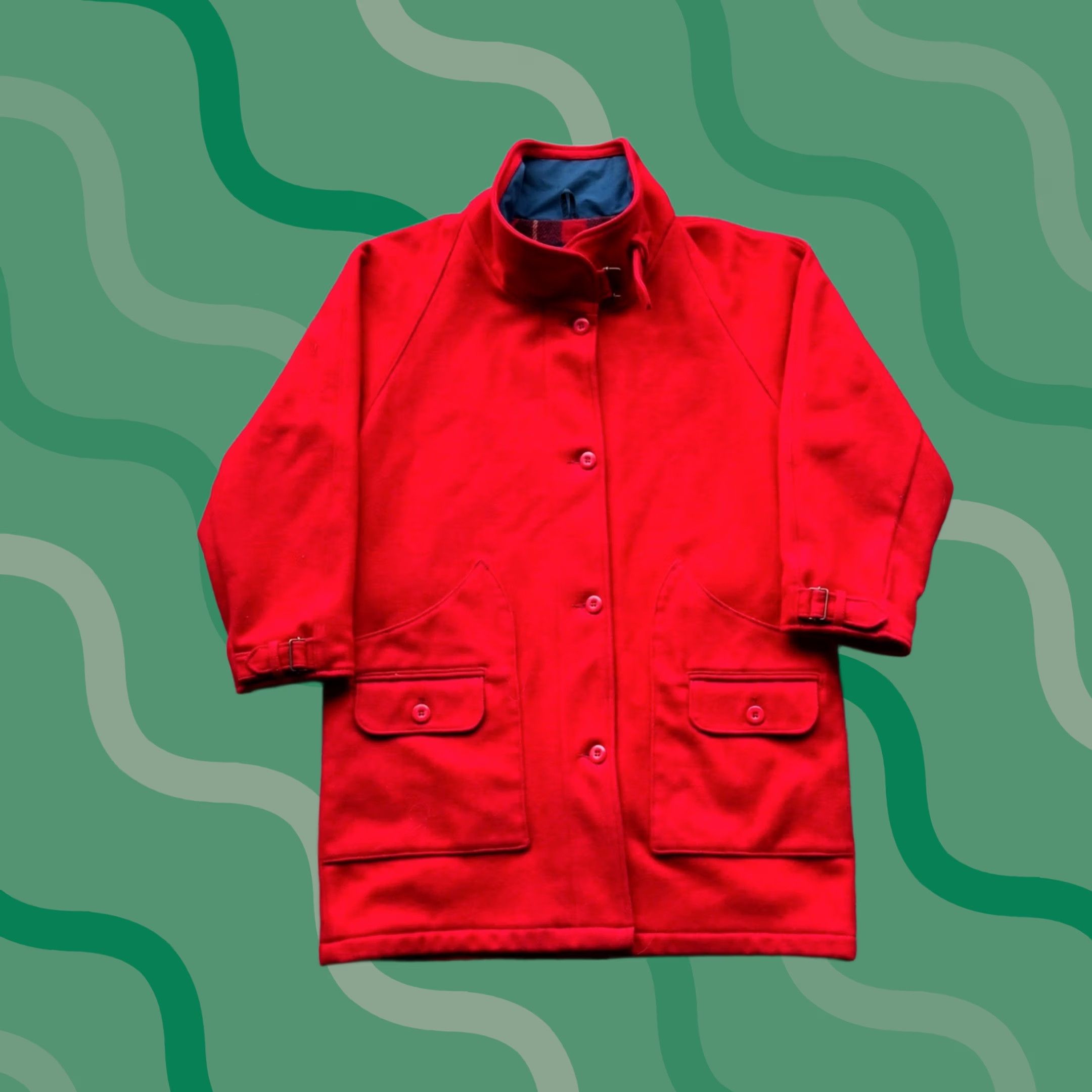 Vintage VINTAGE Woolrich Woman Red Wool Barn Coat Funnel Neck Plaid Lined Made in USA M Size M / US 6-8 / IT 42-44 - 1 Thumbnail