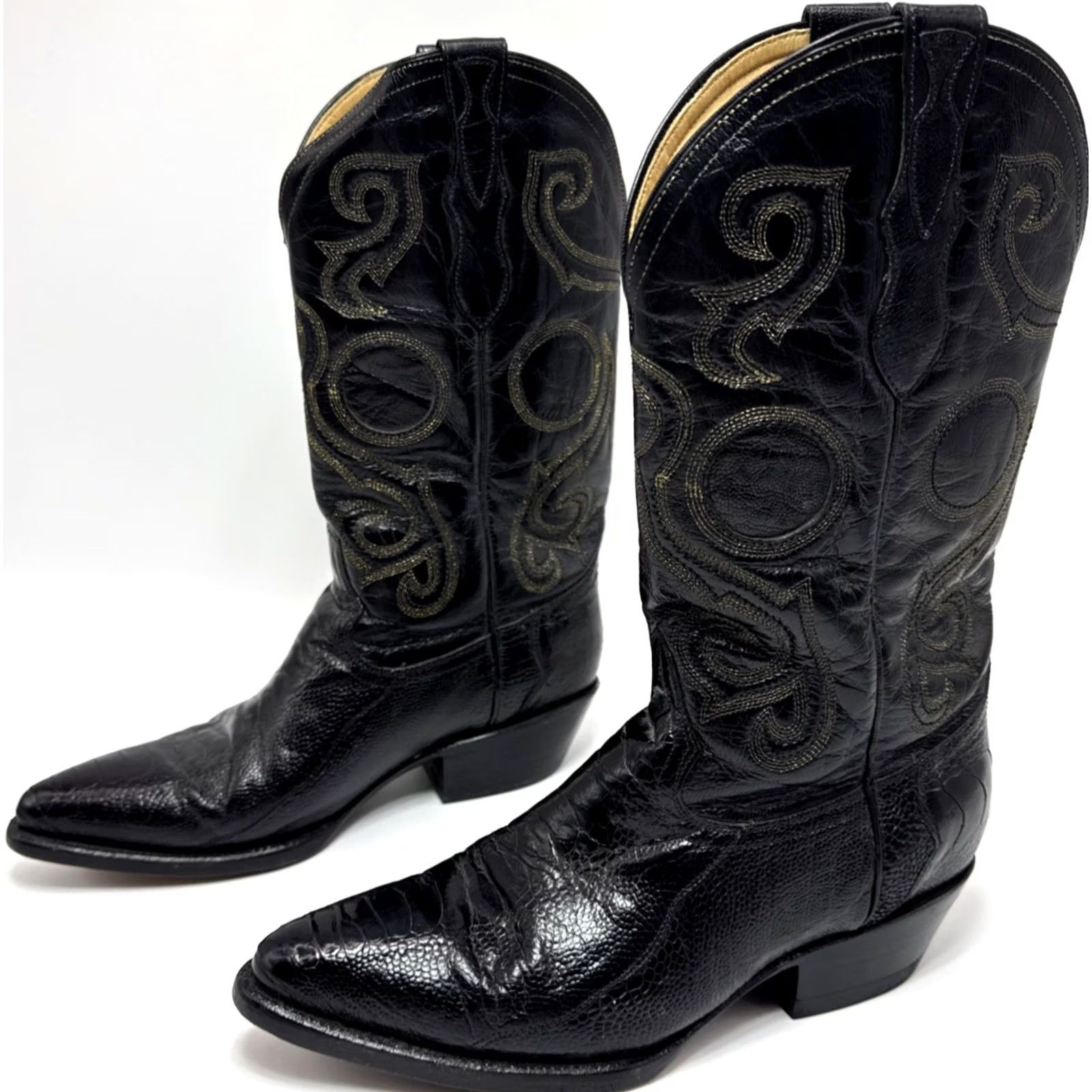 Vintage VINTAGE Dos De Oro Exotic Western Boot Ostrich Mens Size 7 Black Gold Mexico Size US 7 / EU 40 - 2 Thumbnail