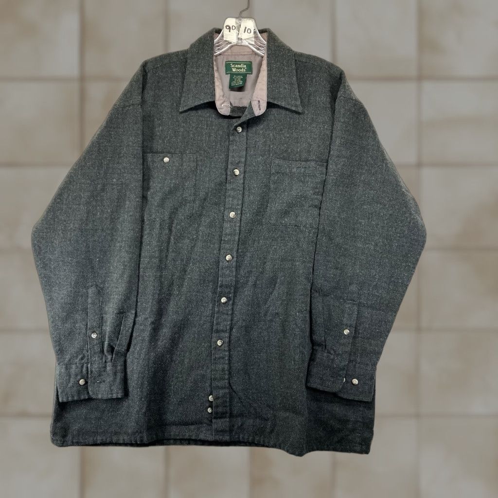 Vintage VINTAGE Scandia Woods Shirt Jacket Men XL Gray Plaid Flannel 90s Shaket Button-Up Pockets Wool Size US XL / EU 56 / 4 - 1 Thumbnail
