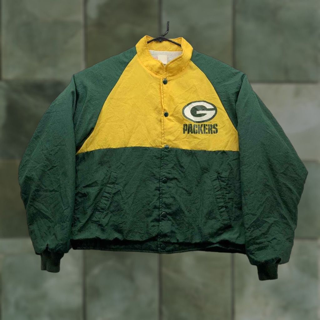 VTG Green Bay Packers Swingster Windbreaker Mens M NFL Colorblock Lined