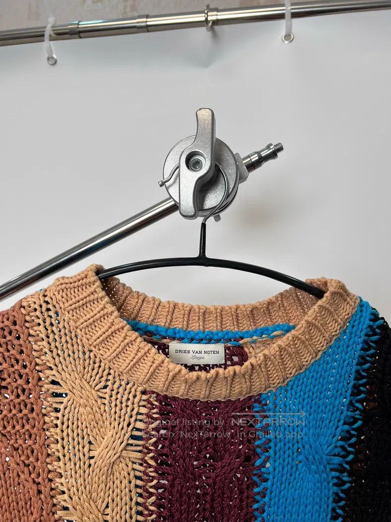 Dries Van Noten DRIES VAN NOTEN Chunky Knit Color-blocked Oversized Knit V Size US L / EU 52-54 / 3 - 3 Thumbnail