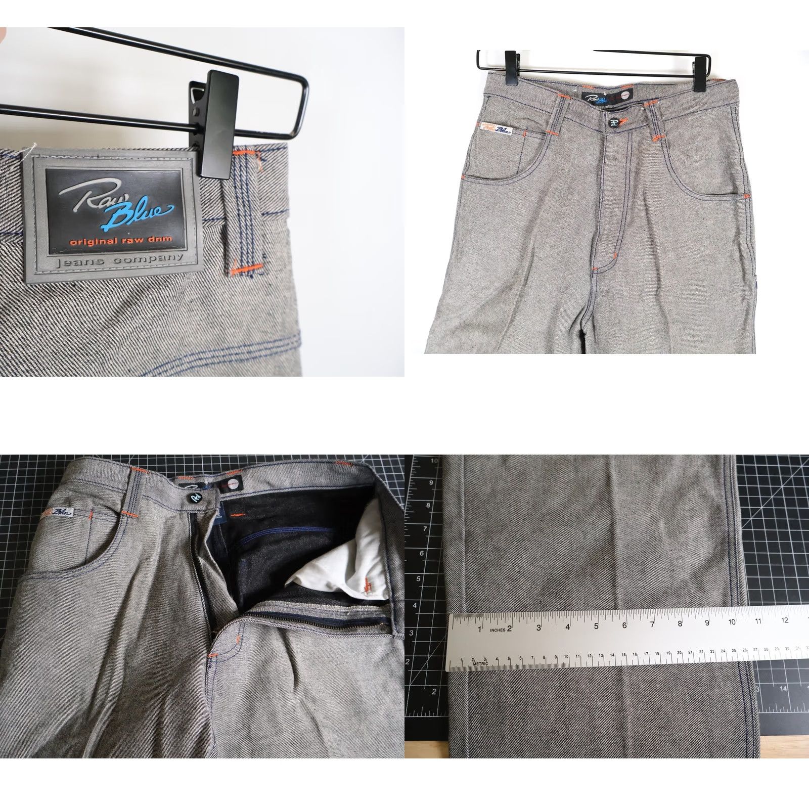 Vintage VINTAGE Raw Blue Baggy Fit Jeans Men 30 x 31 Gray Silver 90s Carpenter Jeans Relaxed High Rise 5-Pocket Mens Size US 30 / EU 46 - 9 Thumbnail