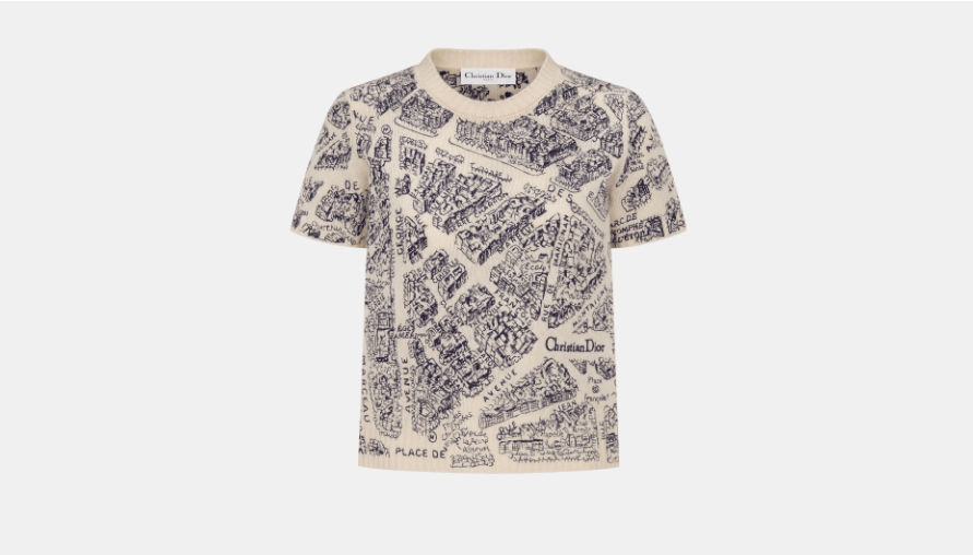 Dior o1w1db10725 354S98 Short-Sleeved Sweater in White/Navy Blue Size L / US 10 / IT 46 - 1 Thumbnail