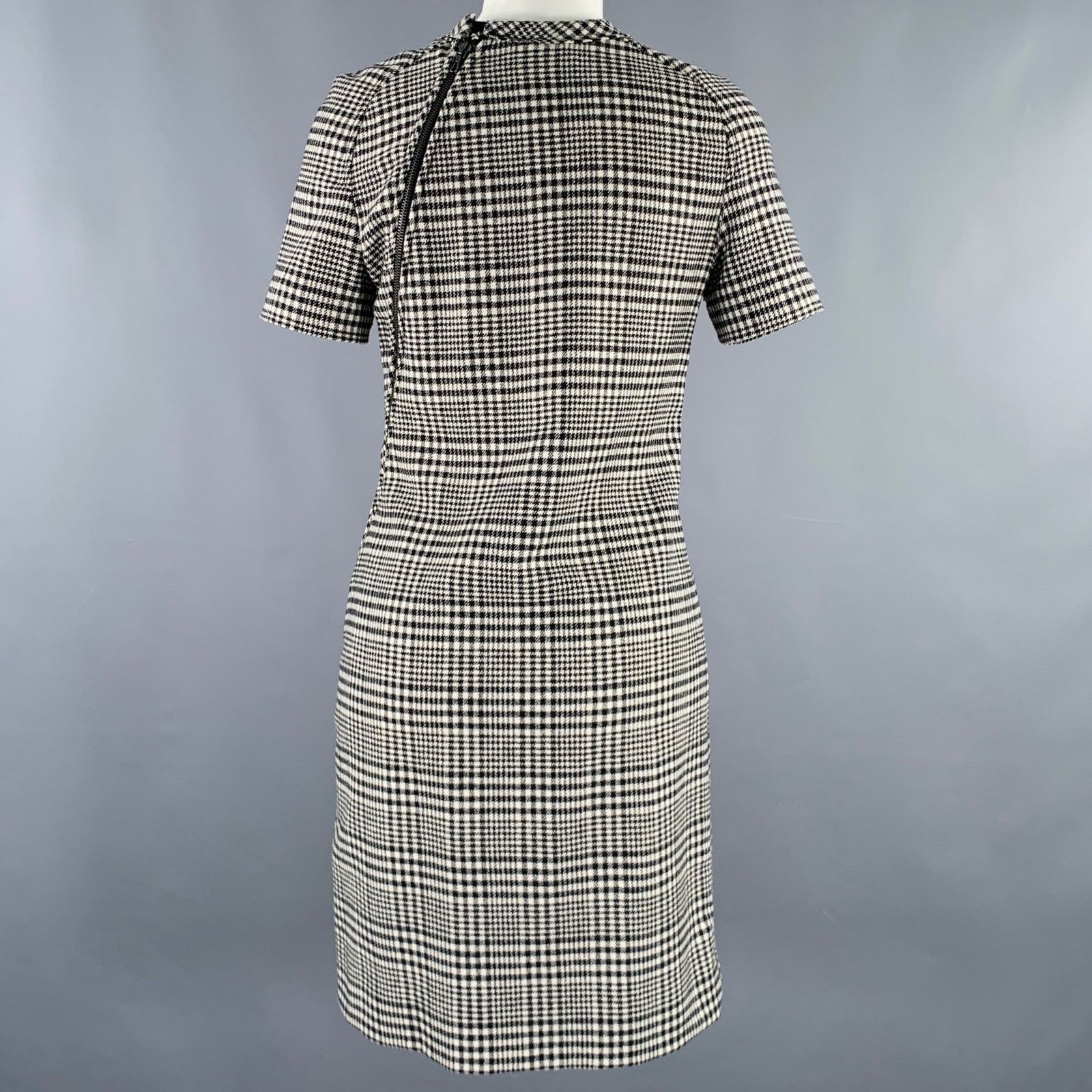 Lanvin Size 4 Black White Wool Blend Houndstooth Short Sleeve Dress Size S / US 4 / IT 40 - 4 Thumbnail