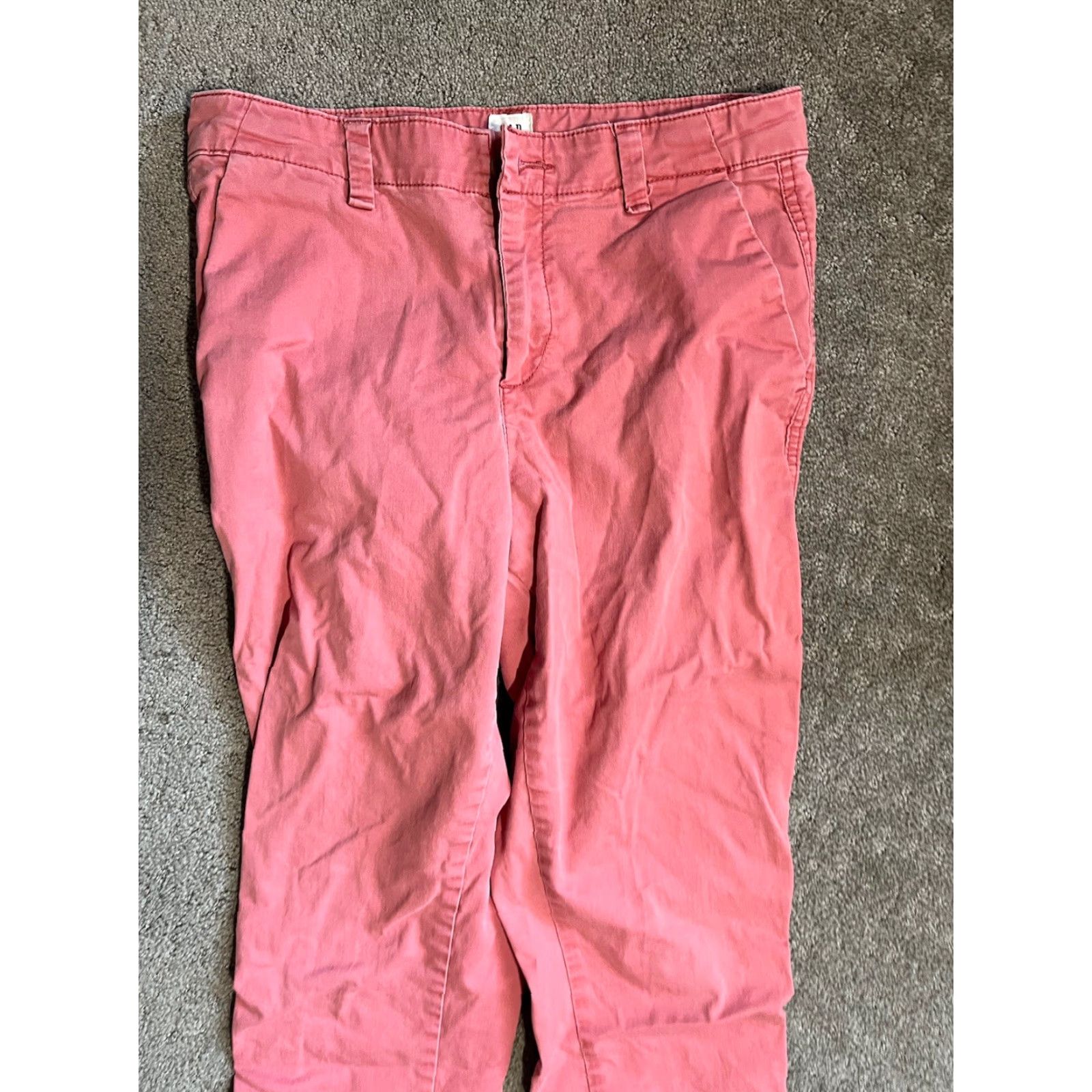 Gap Gap Pink Chino Pants Women 00 Regular Bootcut Stretch Distressed Girlfriend Button Zip Size 24" / US 00 / IT 34 - 2 Thumbnail