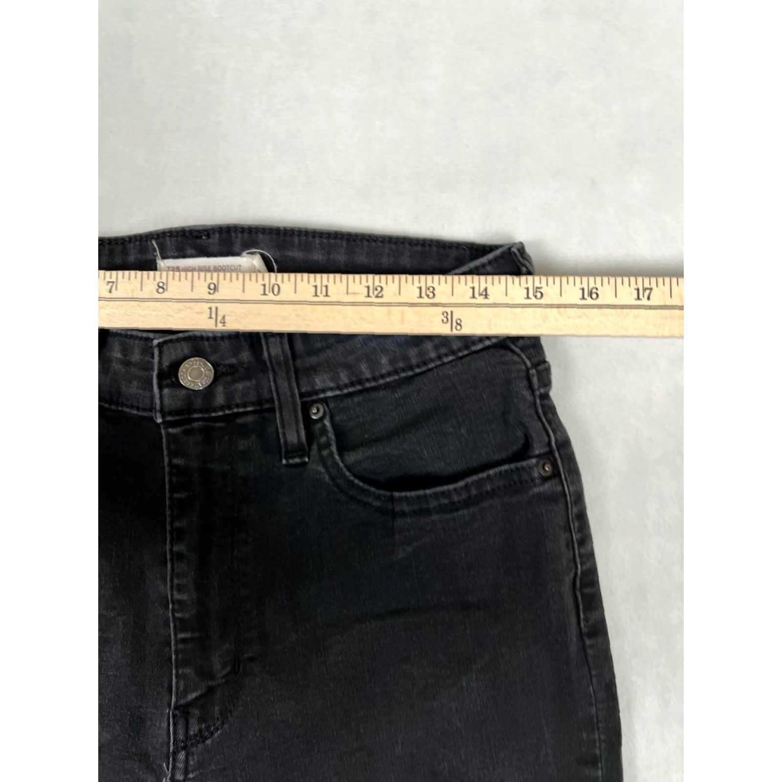 Levi's Levi's Jeans 725 High Rise Bootcut 30x32 Womens Black Denim Stretch Pull Zip Inseam 32 Size 30" / US 8 / IT 44 - 5 Thumbnail
