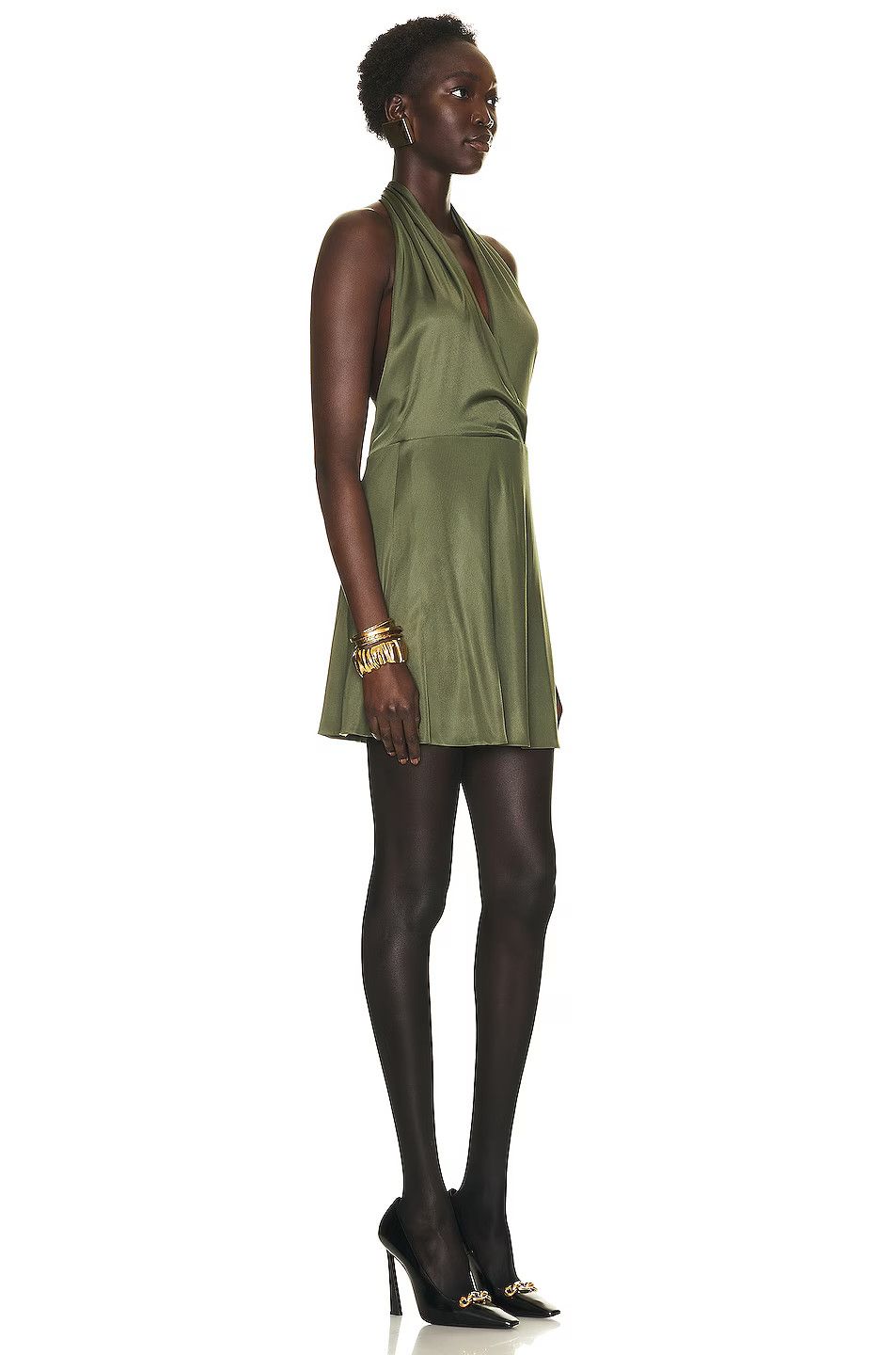 Saint Laurent Paris o1tp1o1224 Backless Dress In Jersey in Khaki Size M / US 6-8 / IT 42-44 - 4 Thumbnail