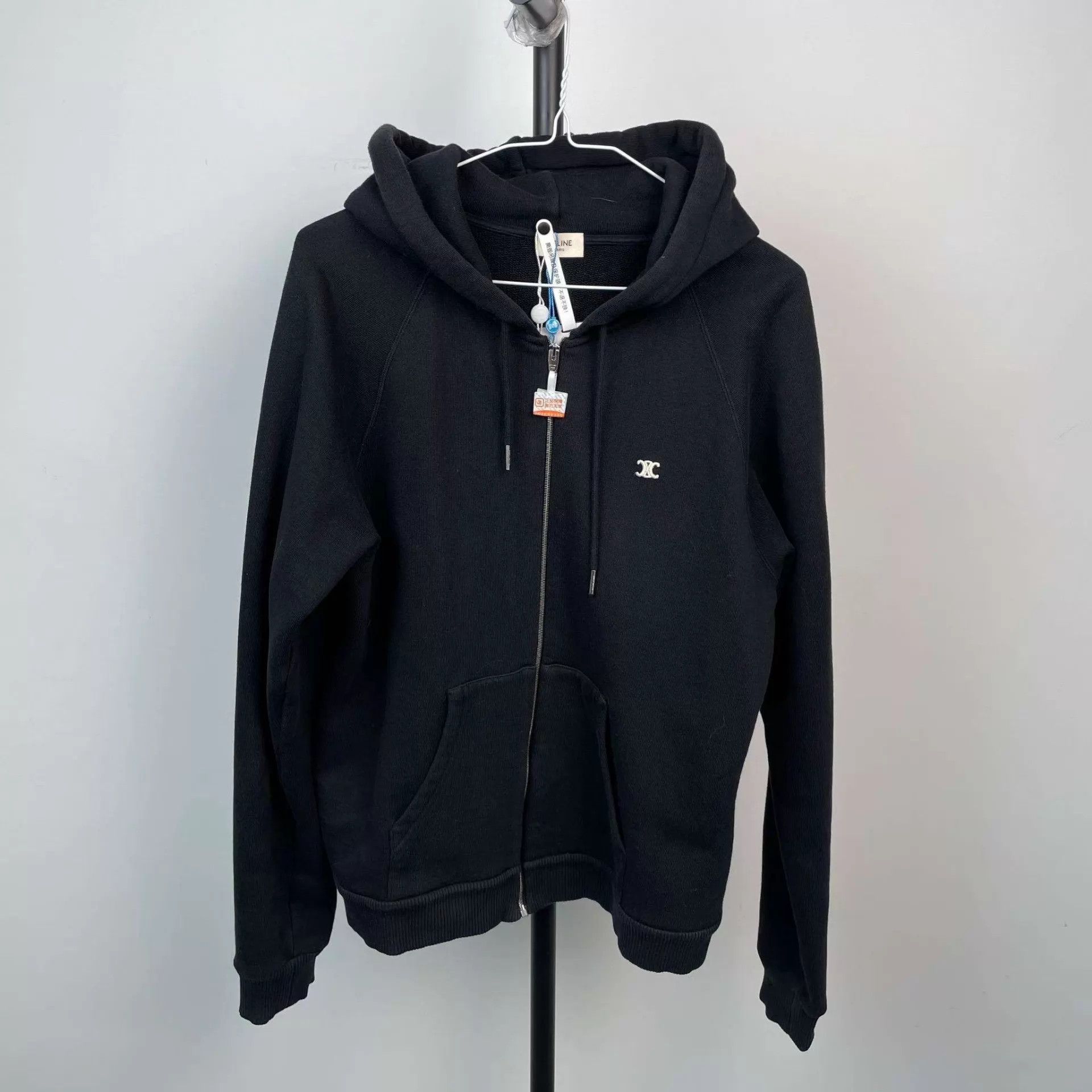 Celine Celine cotton zip hoodie black L 95 new Size L / US 10 / IT 46 - 1 Thumbnail