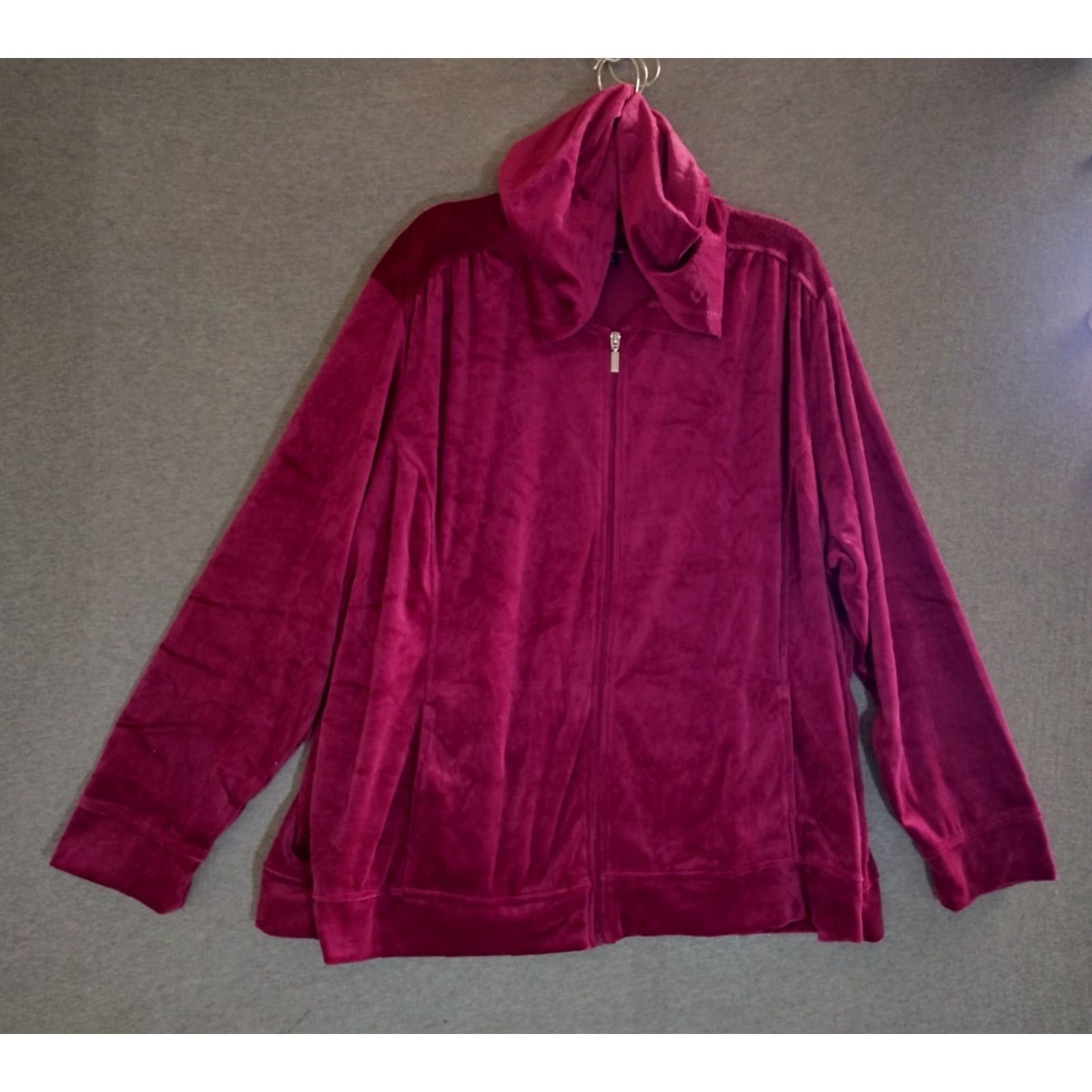 Faded Glory Faded Glory Hooded Jumpsuit Jacket 4X Plus Size Pink Dark Pink Zip Hooded Casual Women Jacket Coat Size 40" / US 18 - 2 Thumbnail