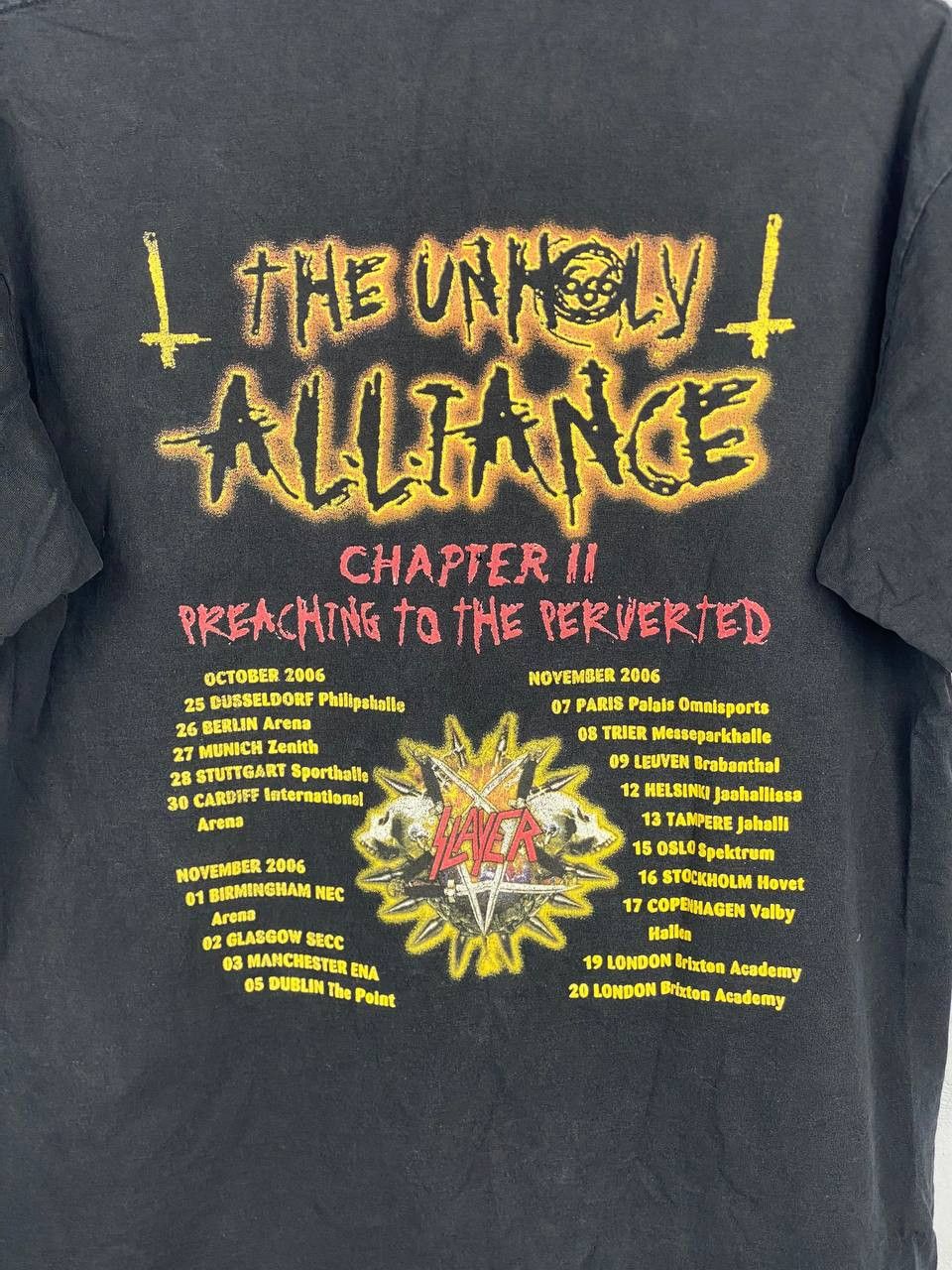 Band Tees × Vintage VINTAGE 2006 SLAYER THE UNHOLY ALLIANCE Distressed T Shirt Size US M / EU 48-50 / 2 - 7 Thumbnail