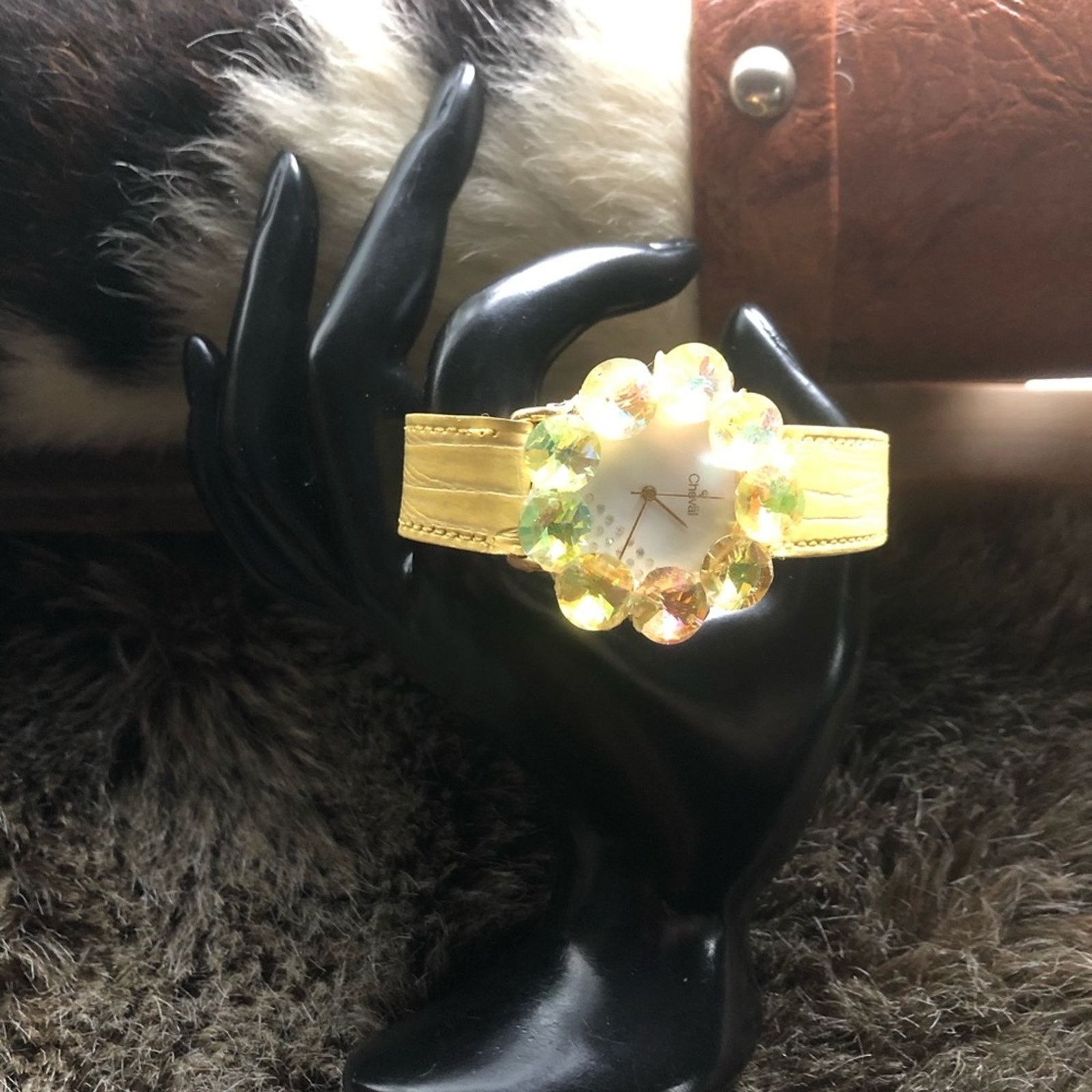 Vintage Vintage 80s ladies Cheval lemon rivoli leather band wat Size ONE SIZE - 1 Thumbnail