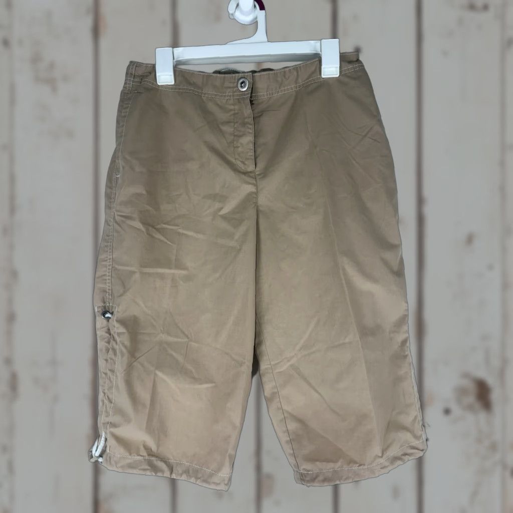 Vintage Fuda Cropped Pants Womens M Tan Wide-Leg Lightweight Drawstring Waist/Legs Modern City Beach 90s? Size 32" / US 10 / IT 46 - 1 Thumbnail