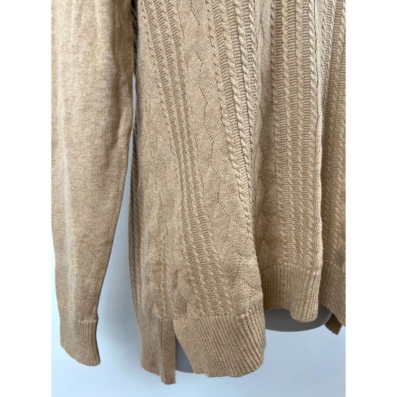 Talbots Talbots Womens Size Small Tan Cable Knit Pullover Sweater 100% Cotton V-Neck - Casual Shirt? Size S / US 4 / IT 40 - 4 Thumbnail