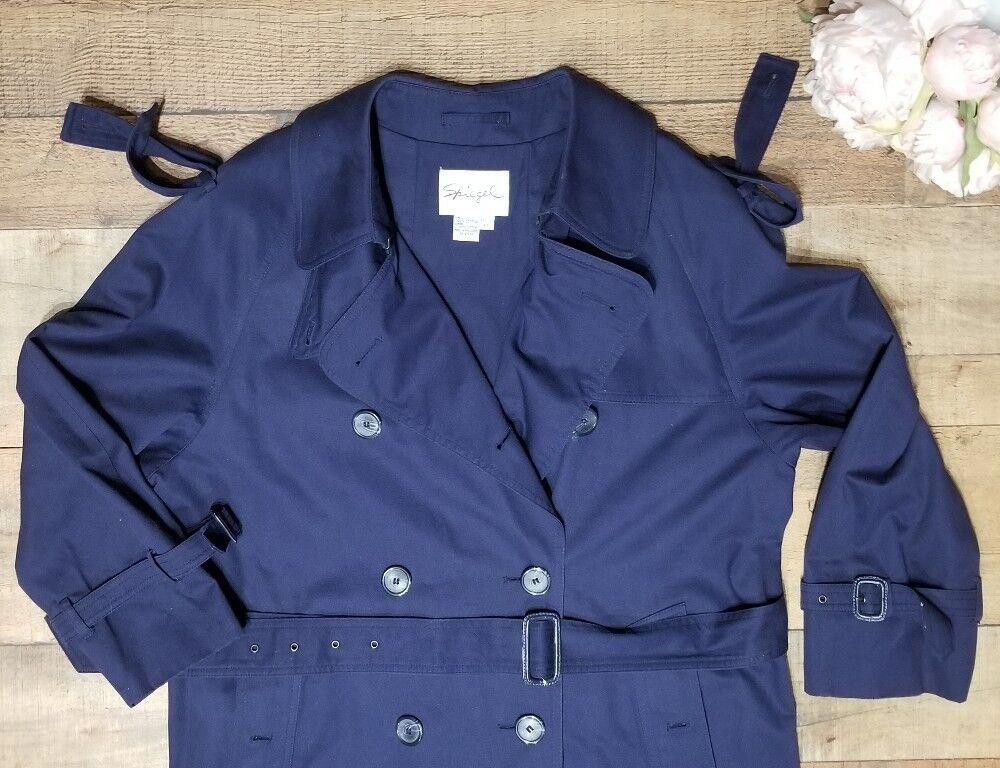 Siegelman Stable Speigel Trench Coat Womens size 10 Petite Navy Blue long Size L / US 10 / IT 46 - 2 Thumbnail