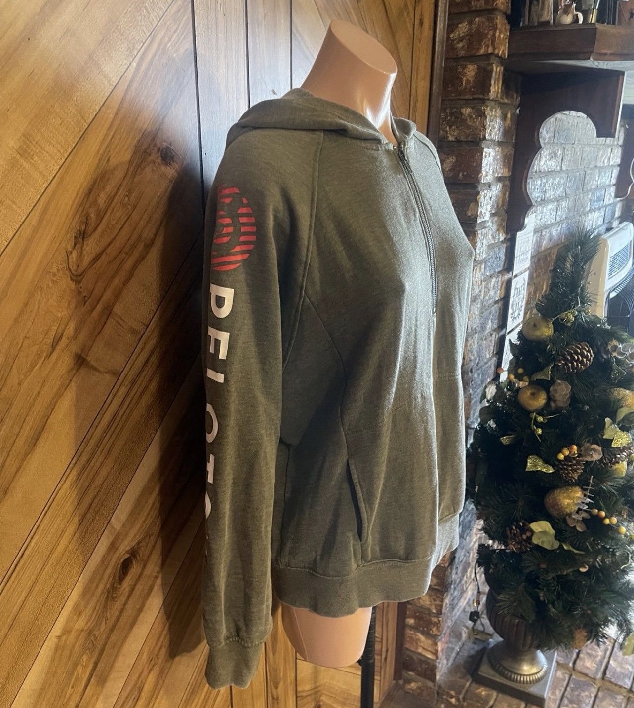 Peloton Peloton Med Army Green Logo Printed Pullover Half Zip Hoodie Size US M / EU 48-50 / 2 - 3 Thumbnail
