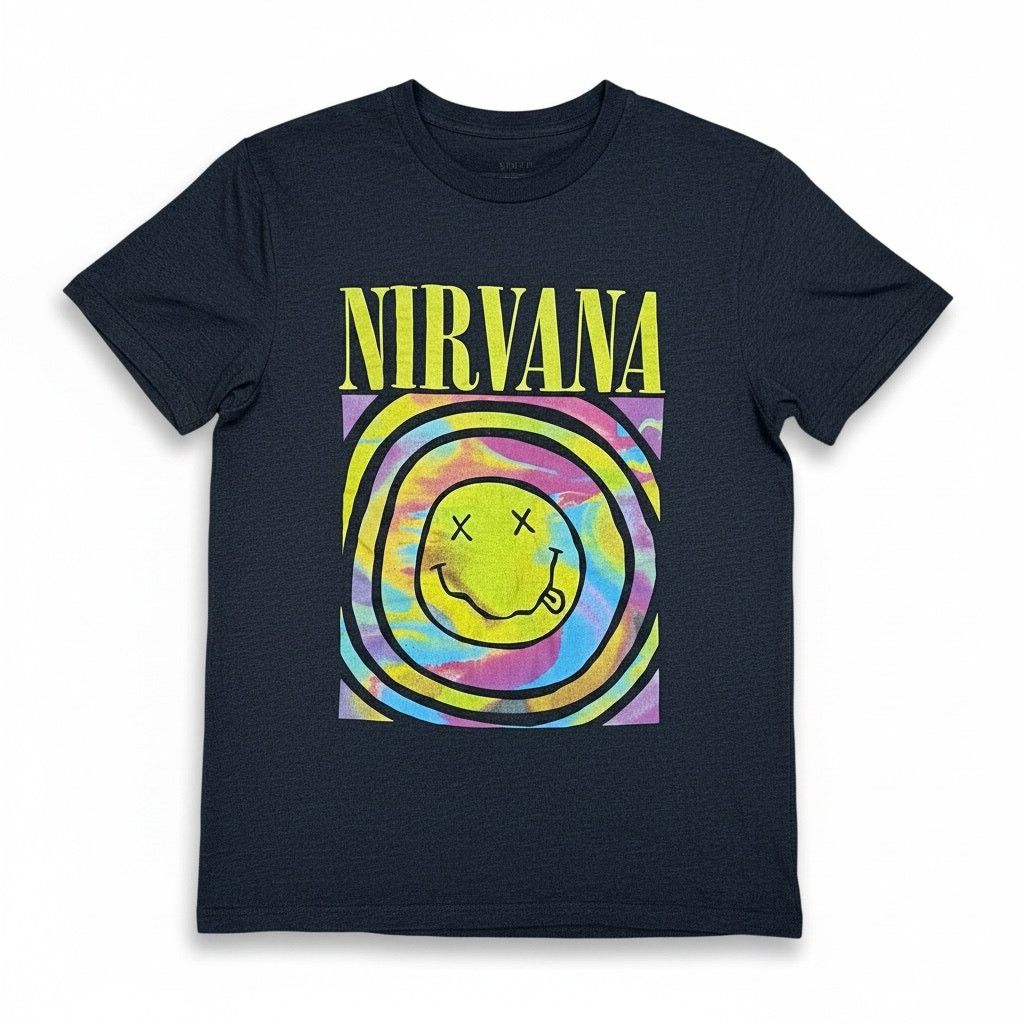 Nirvana Nirvana Retro Y2K Style Women's Medium Gray Smiley T-Shirt Size M / US 6-8 / IT 42-44 - 1 Thumbnail
