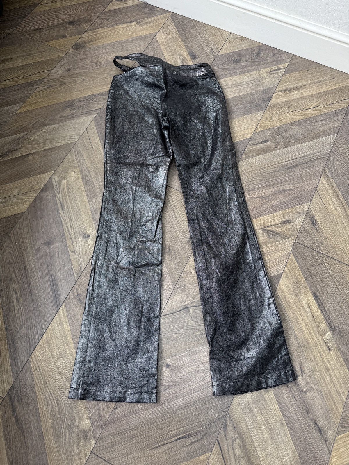 Miss Sixty Vintage Miss Sixty Metallic Coated Pants Flare Bootcut Y2K Size 29" - 8 Thumbnail