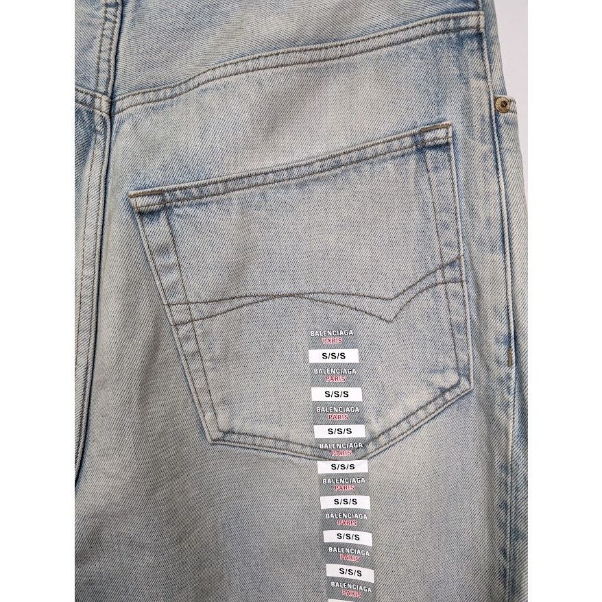 Balenciaga o1rshd1 Organic Japanese Twill Sticker Baggy Pant Dirty Blue Size US 30 / EU 46 - 12 Thumbnail