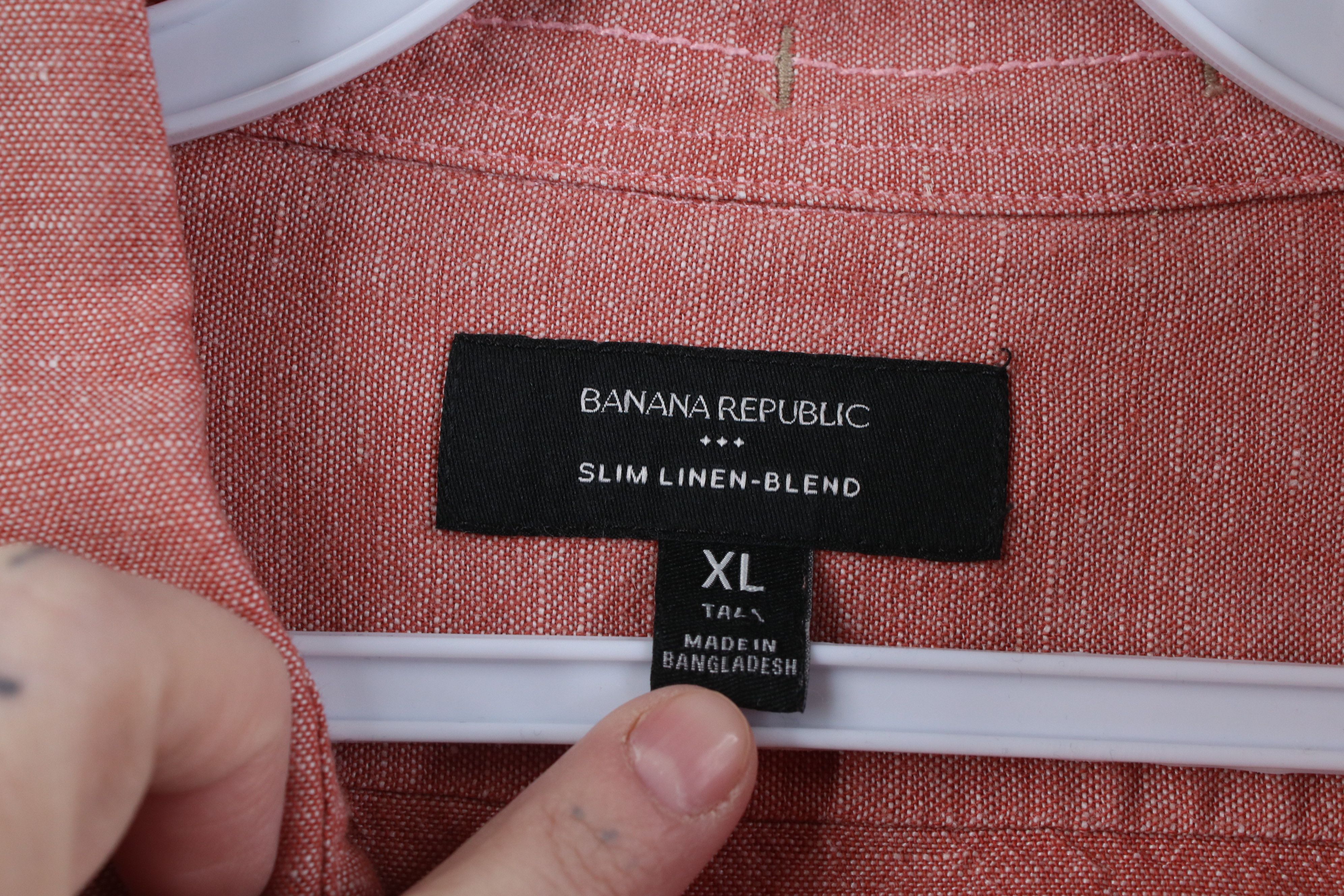 Banana Republic Banana Republic Linen Blend Collared Button Shirt Red Size US XL / EU 56 / 4 - 5 Thumbnail
