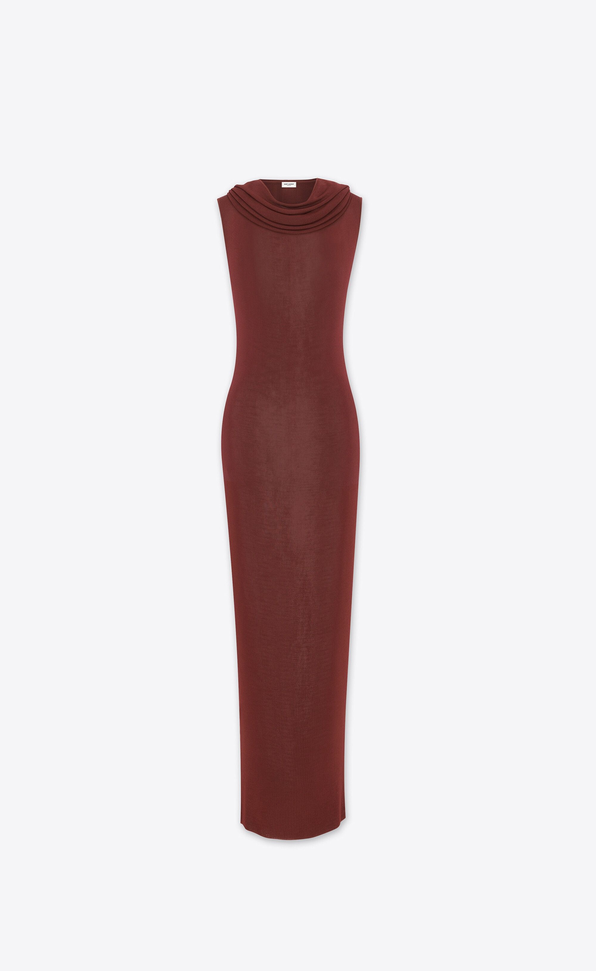 Saint Laurent Paris o1s1wg110225 745646 Hooded Dress in Knit in Burgundy Size M / US 6-8 / IT 42-44 - 1 Thumbnail