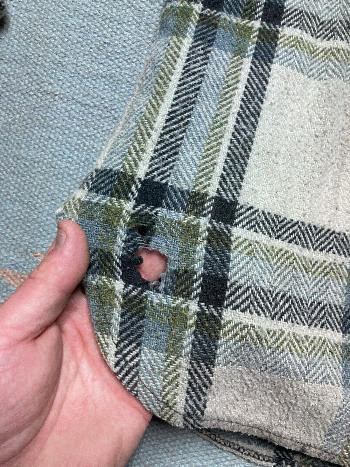 Vintage VTG 70s Kmart wool flannel shirt plaid distressed CPO large Size US L / EU 52-54 / 3 - 3 Thumbnail