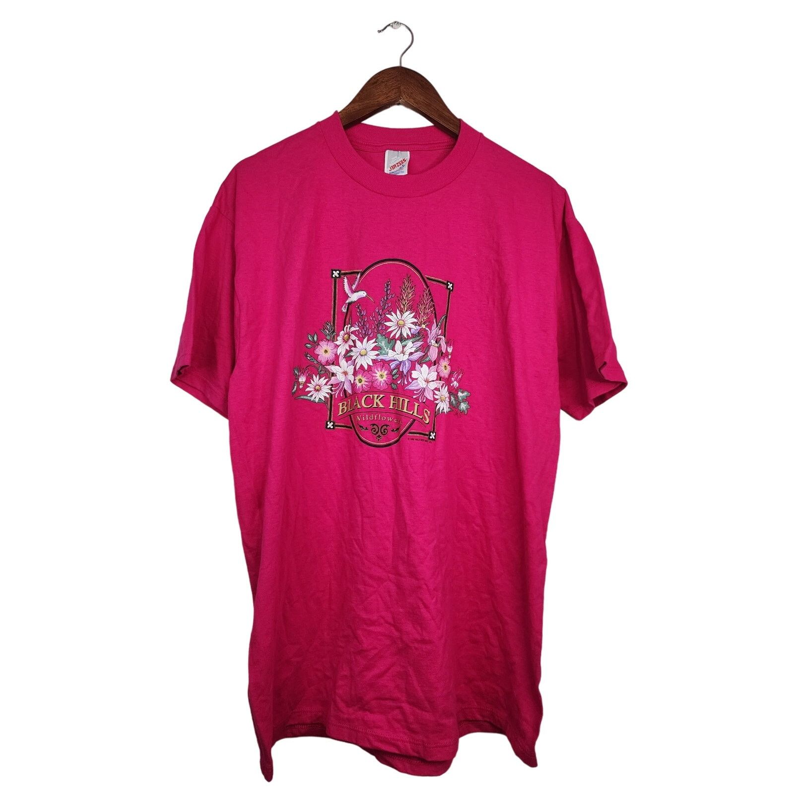 Jerzees Vintage Black Hills Pink Shirt Wildflowers Tee T-shirt 90s L Size US L / EU 52-54 / 3 - 1 Thumbnail