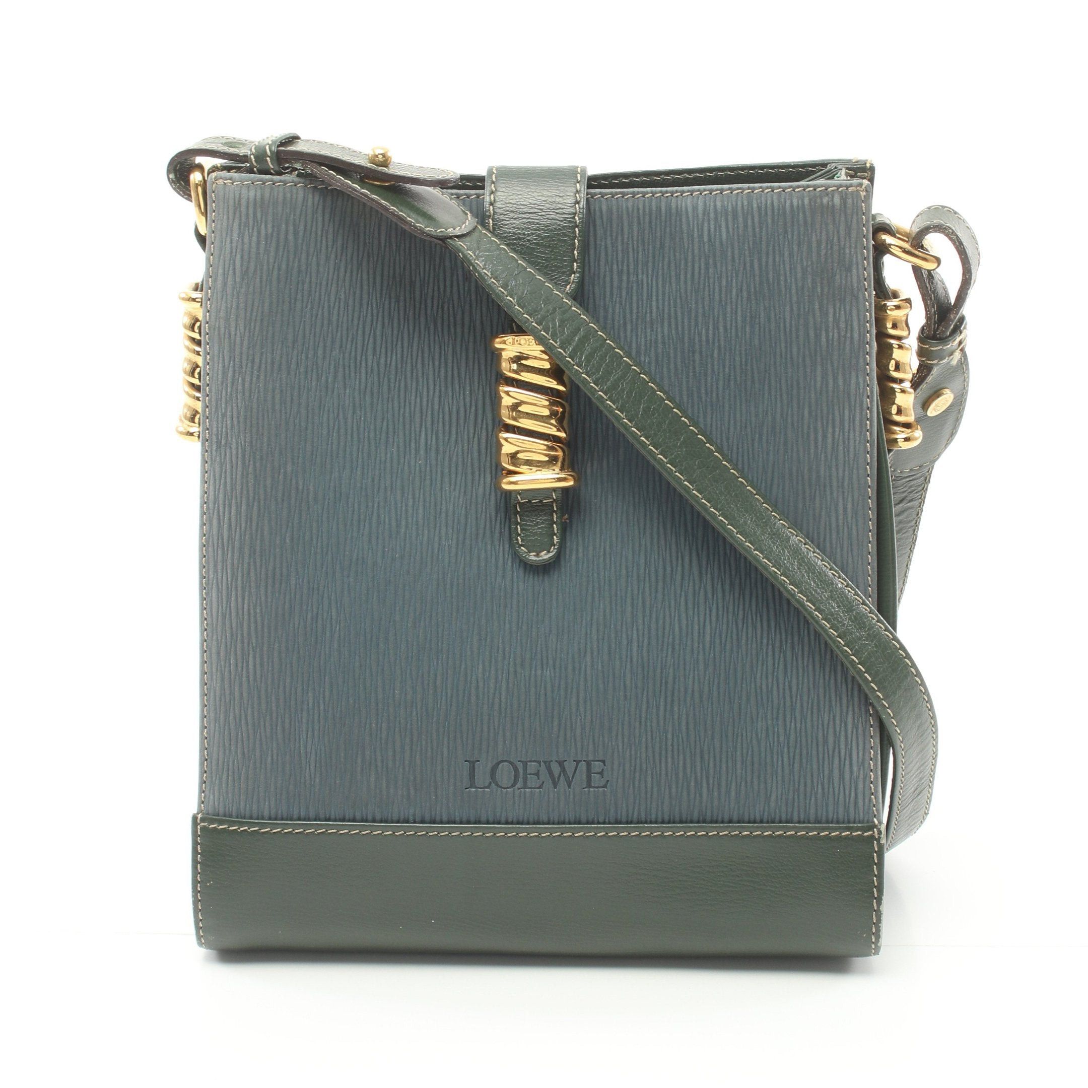 image of Loewe Velazquez Shoulder Bag Green Gp Shoulder Bag Nubuck Leather Blue Dark Green, Women's