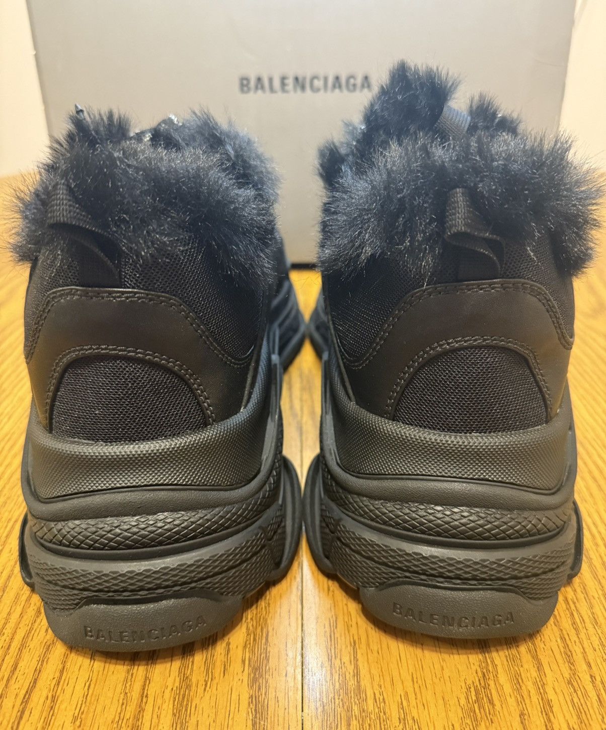 Balenciaga Balenciaga Triple S Faux Fur (Black) Size US 13 / EU 46 - 5 Thumbnail