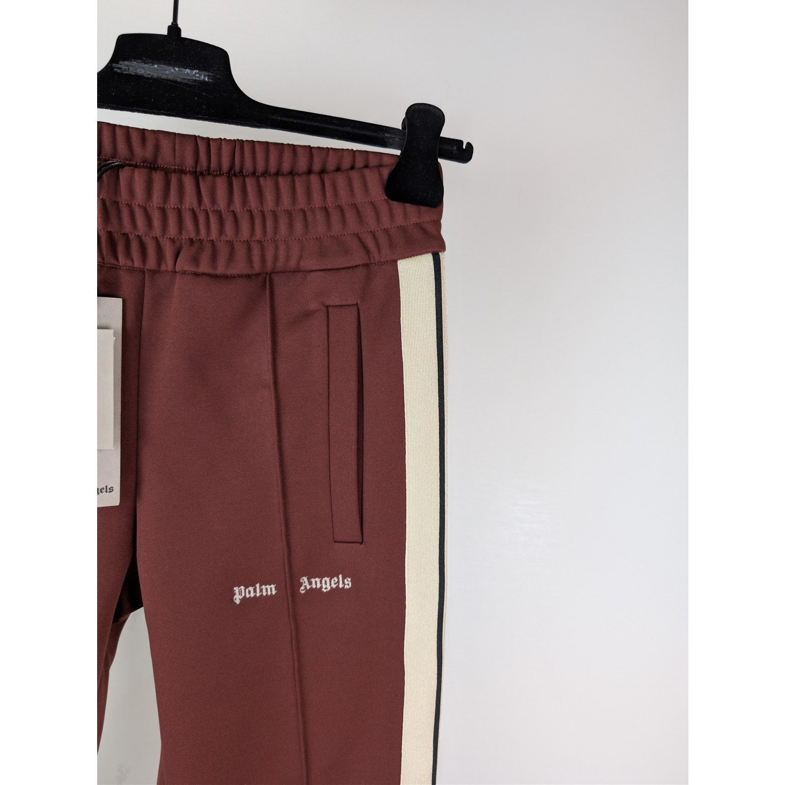 Palm Angels o1rshd1 Classic Logo Track Pants in Burgundy / Off White Size US 34 / EU 50 - 5 Thumbnail