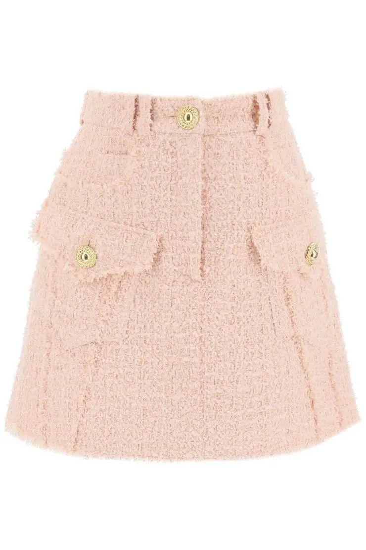 image of Balmain O1S22I1N0424 Mini Skirt In Pink, Women's (Size 26)