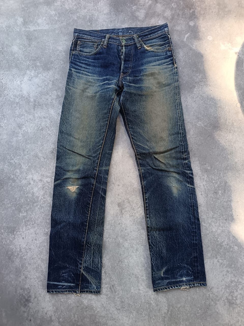 Japanese Brand Burgus plus nice distressed slevege jeans made in Japan Size US 29 - 1 Thumbnail