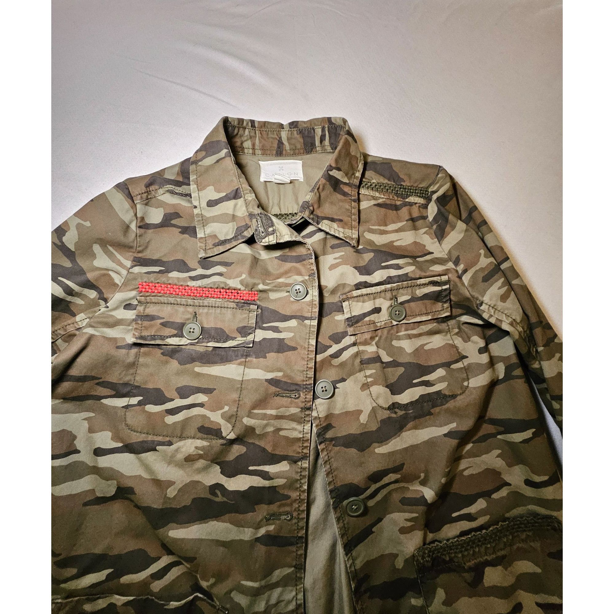 Other Caslon Military Camo Jacket Shacket Womens Medium Embroidere Size M / US 6-8 / IT 42-44 - 3 Thumbnail