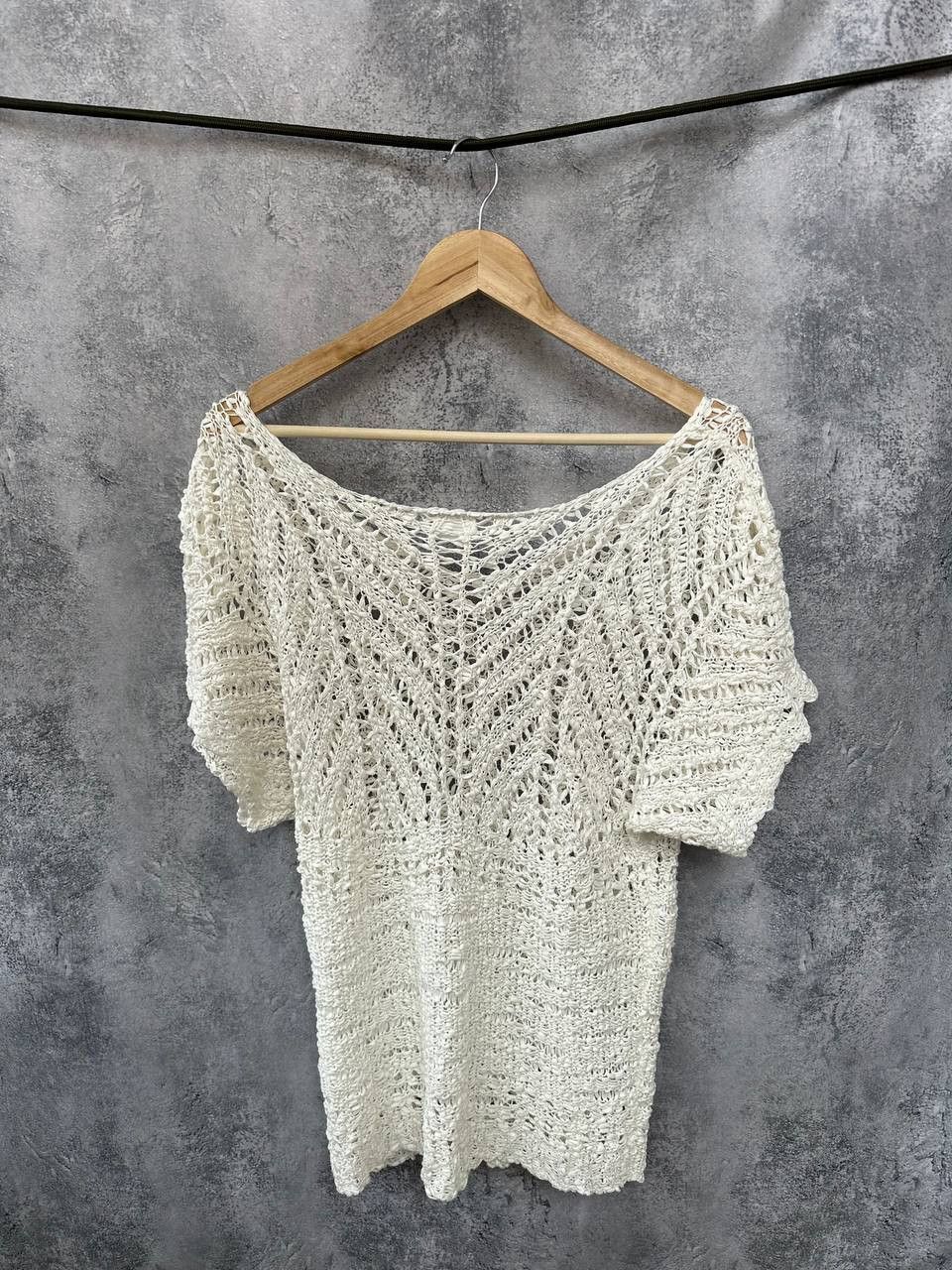 Designer Celtic & Co Crochet Stitch Top Tunic Blouse Relaxed Mako Size S / US 4 / IT 40 - 3 Thumbnail
