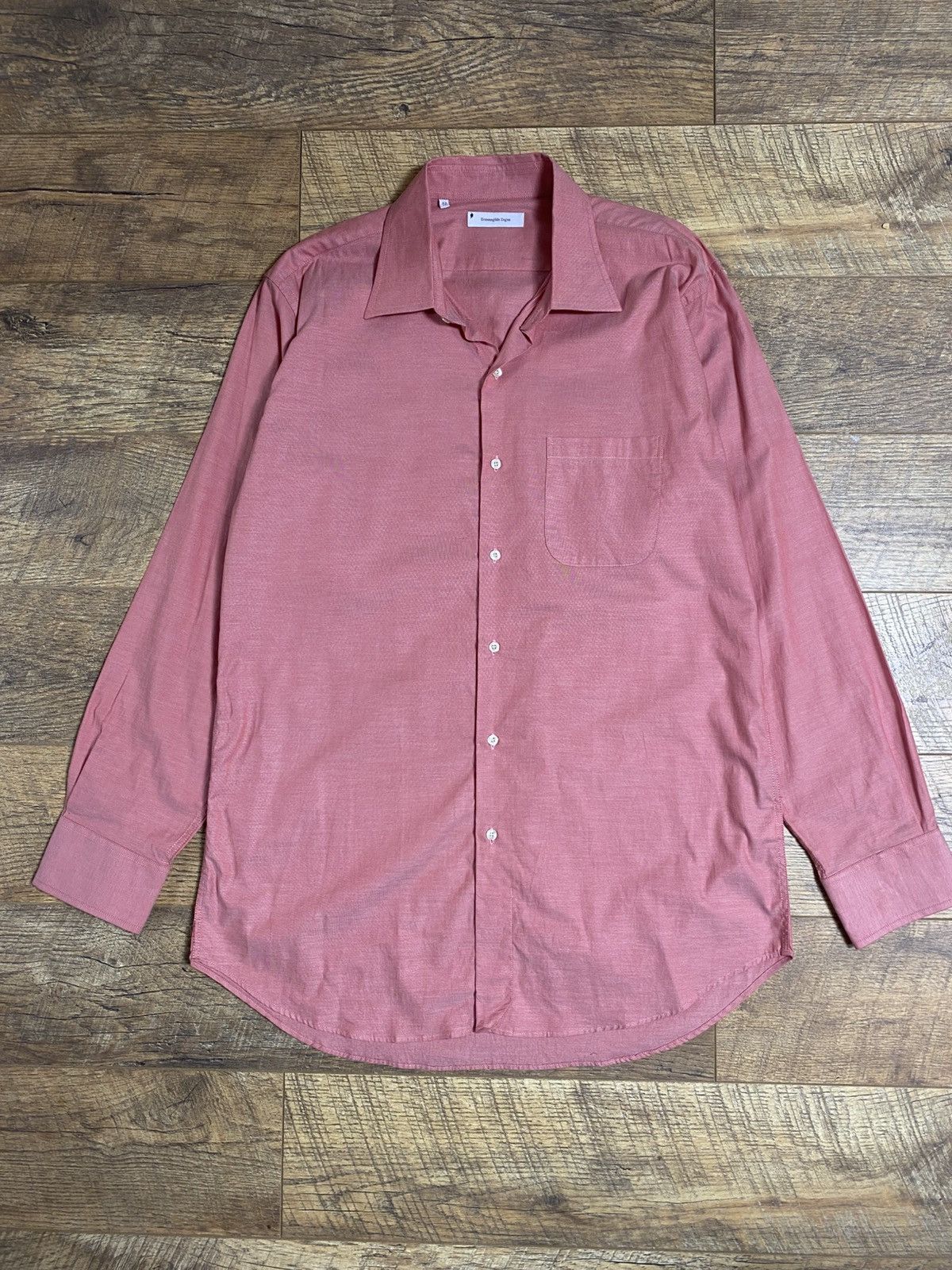 Ermenegildo Zegna Ermenegildo Zegna Luxury Dress Shirt Men's Coral Pink Cotton Size US XL / EU 56 / 4 - 1 Thumbnail